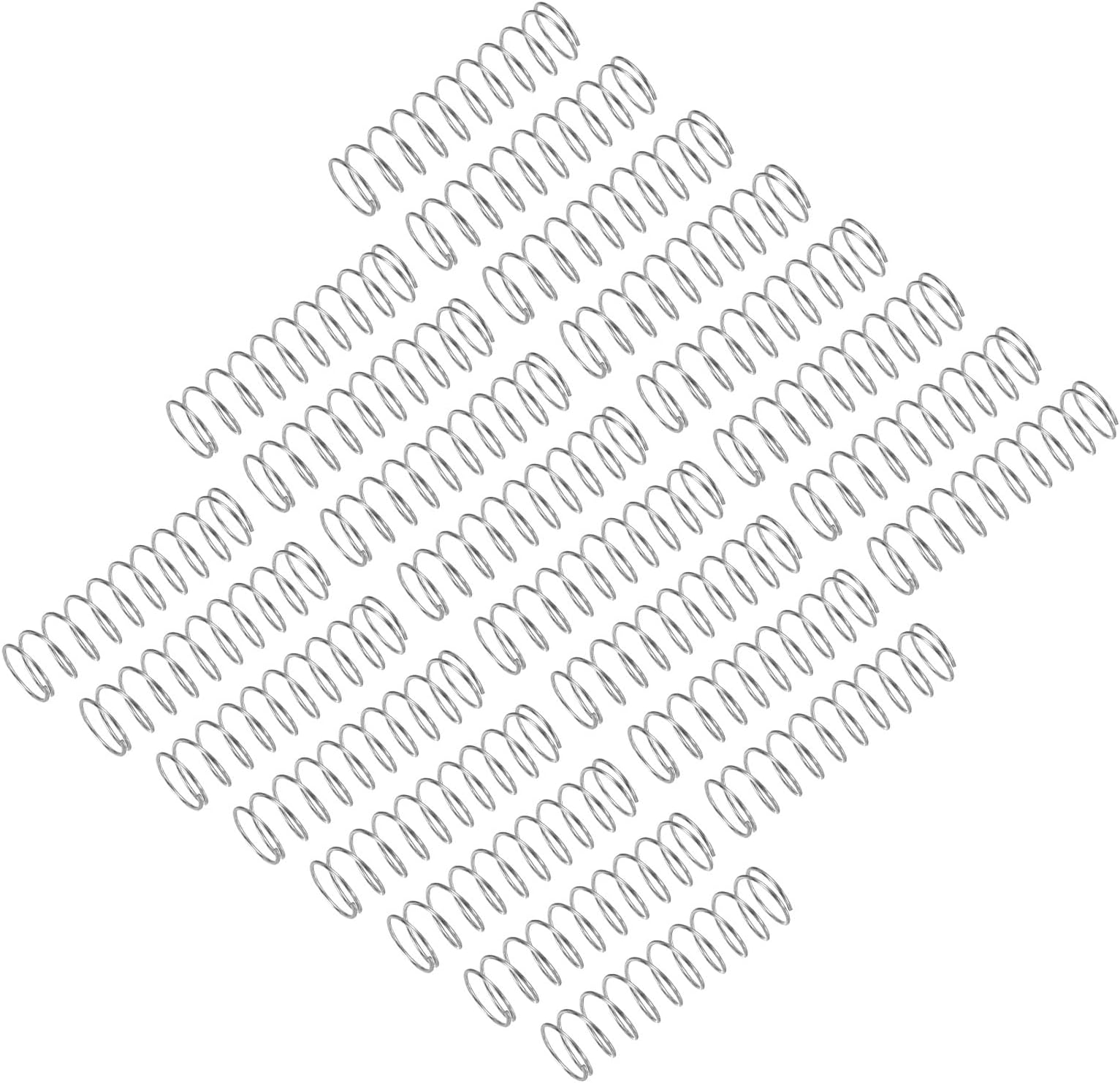 sourcing map 25Pcs Compression Spring, 304 Stainless Steel 9mm OD 0.6mm Wire 35mm Length Mechanical Spring for Shop Home Repair Project, Silver Tone