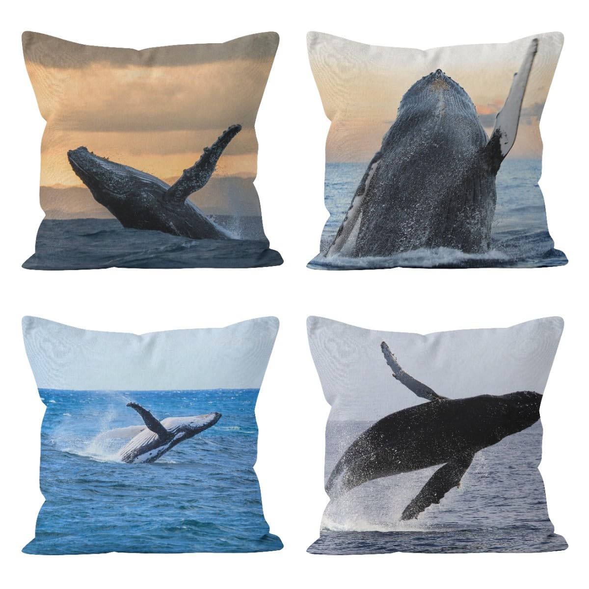 Taie d'oreiller coton baleine de mer et housse de coussin tropicale de jardin