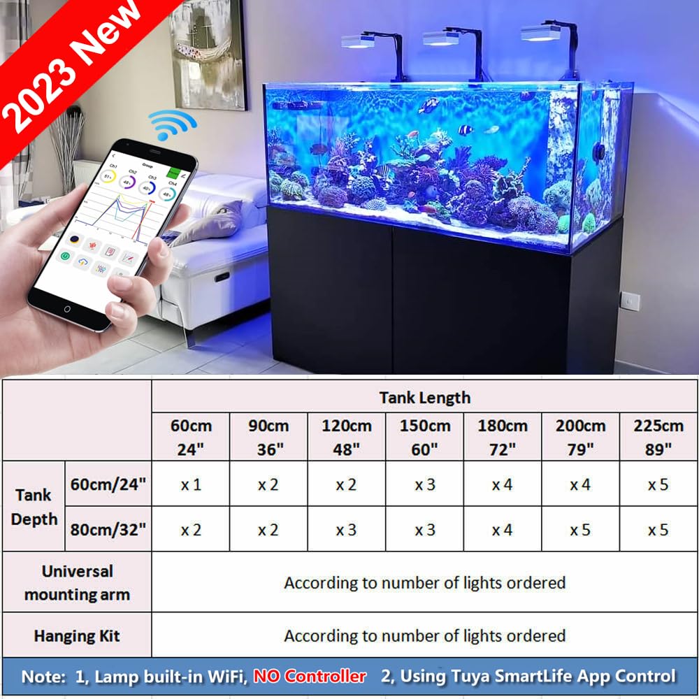 PopBloom RL90 reef light pantalla acuario marino led para acuario marine reef luz lampara acuario marino 60cm acqua salata