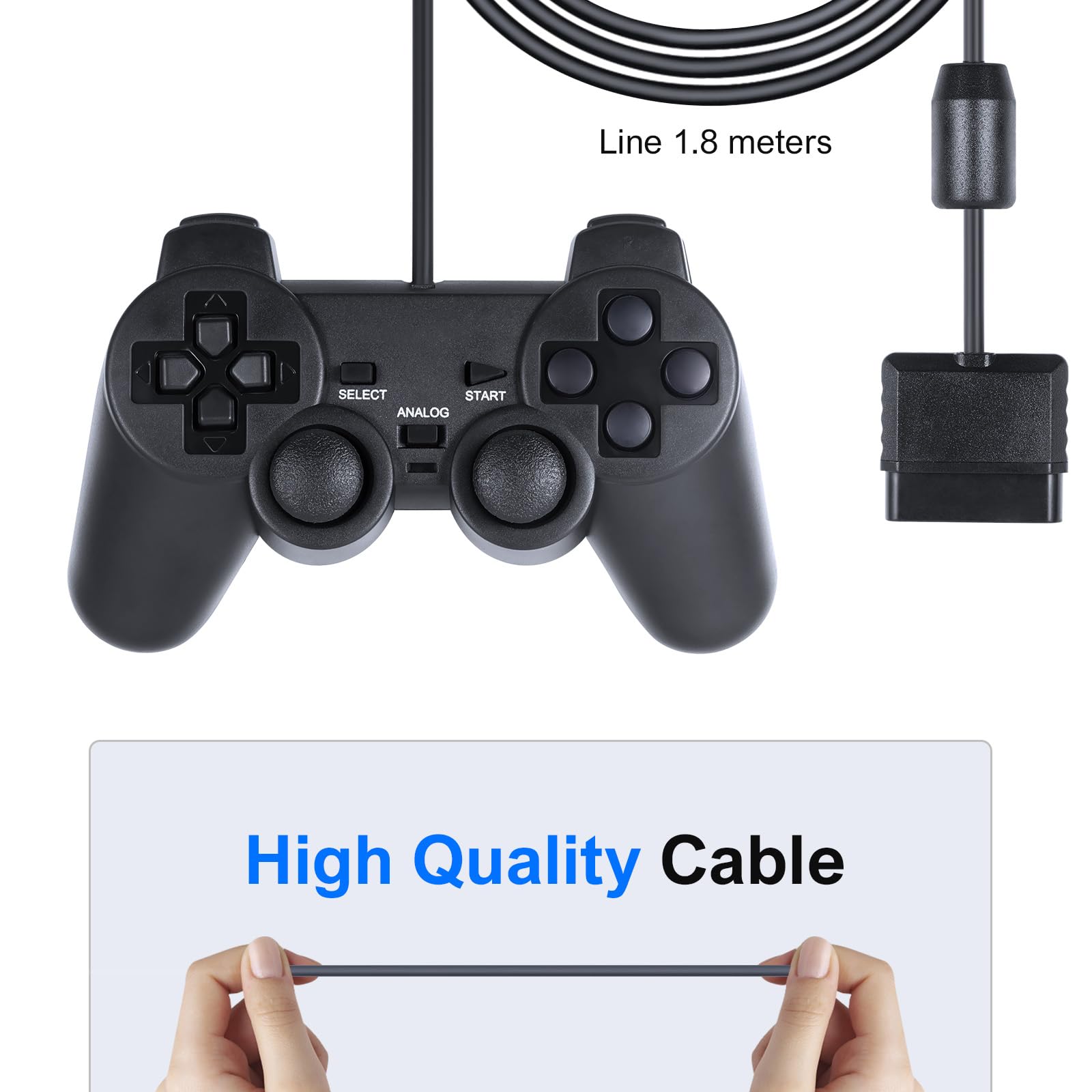 HaoYiShang 2er Set Dual-Vibration For PS2 PS1 Controller Wired Gamepad kompatibel controll für Sony Konsole Videospiel