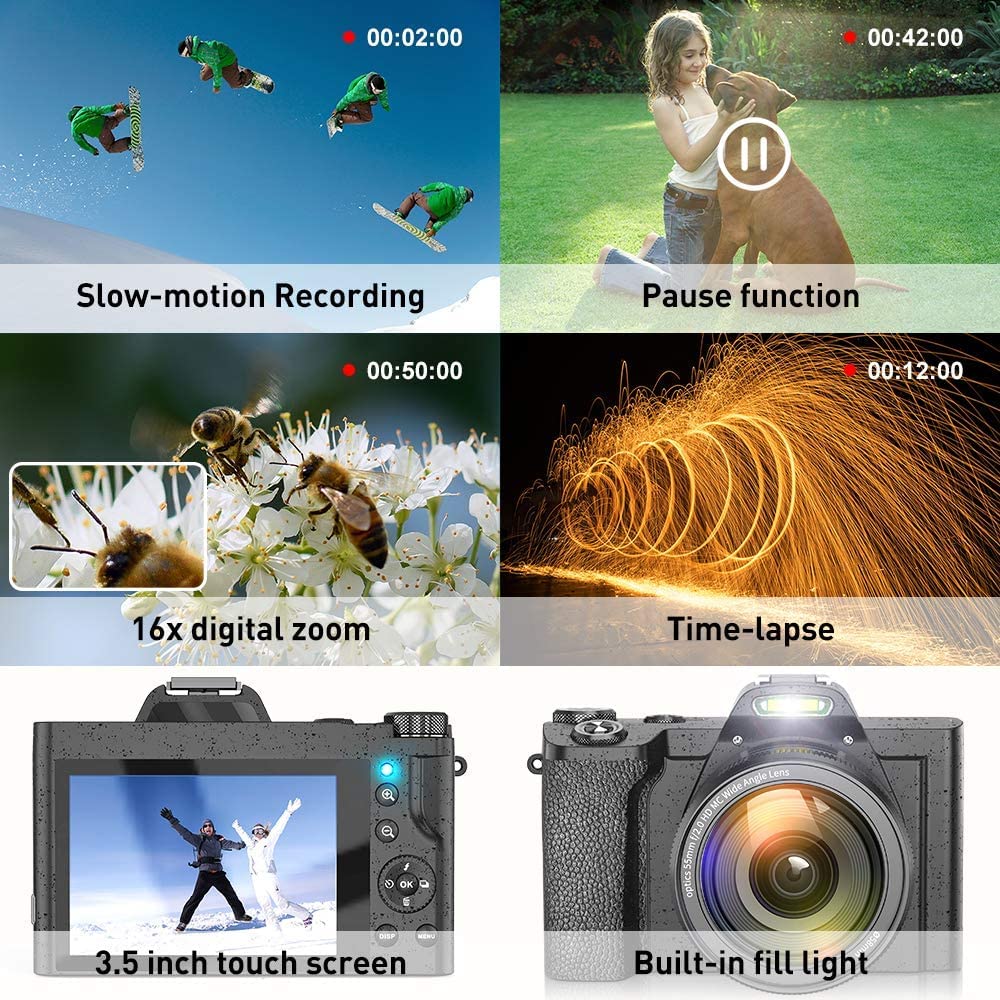 4K Digital Camera Video Camera Camcorder Ultra HD 48MP WiFi