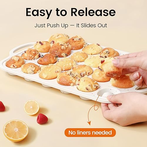 Miniatura 4 de Molde de silicona para magdalenas con marco reforzado de metal, 12 tazas para magdalenas con 24 tazas para magdalenas caseras, magdalenas, horno y