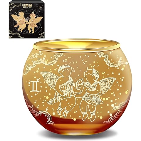 AOVILA Gemini Gifts for Women Gold Votive Candle Holder Tea Light Candle Holder with Tea Light Candle Gift Set for Zodiac Astrology Birthday Gifts Women Mother Home Decor Table Centerpiece
