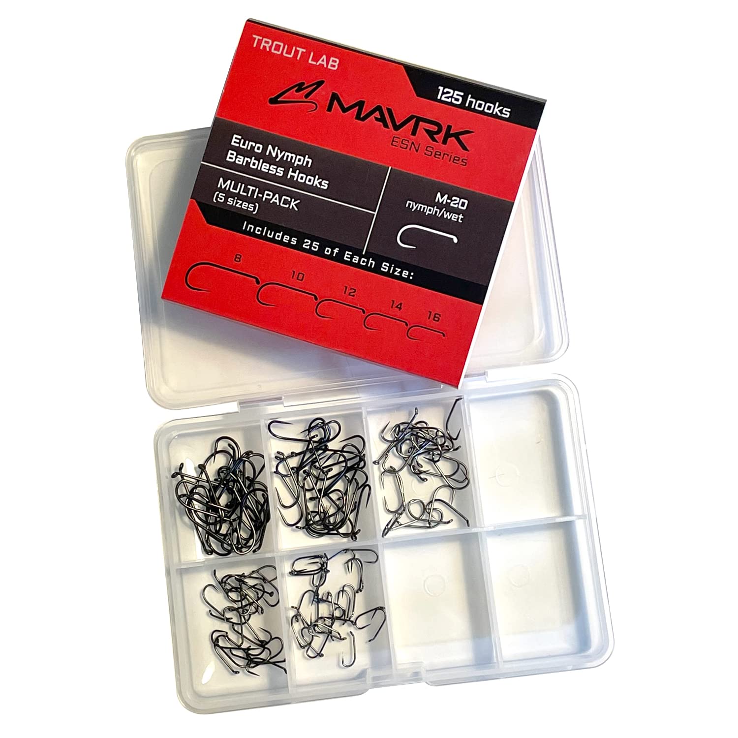 Mavrk Fly Fishing Euro Nymph Competition Barbless Hooks 25 Pack for Fly Tying Black Nickel Coating Strong Durable chemically sharpened Jig Curve Nymph and Streamer Style