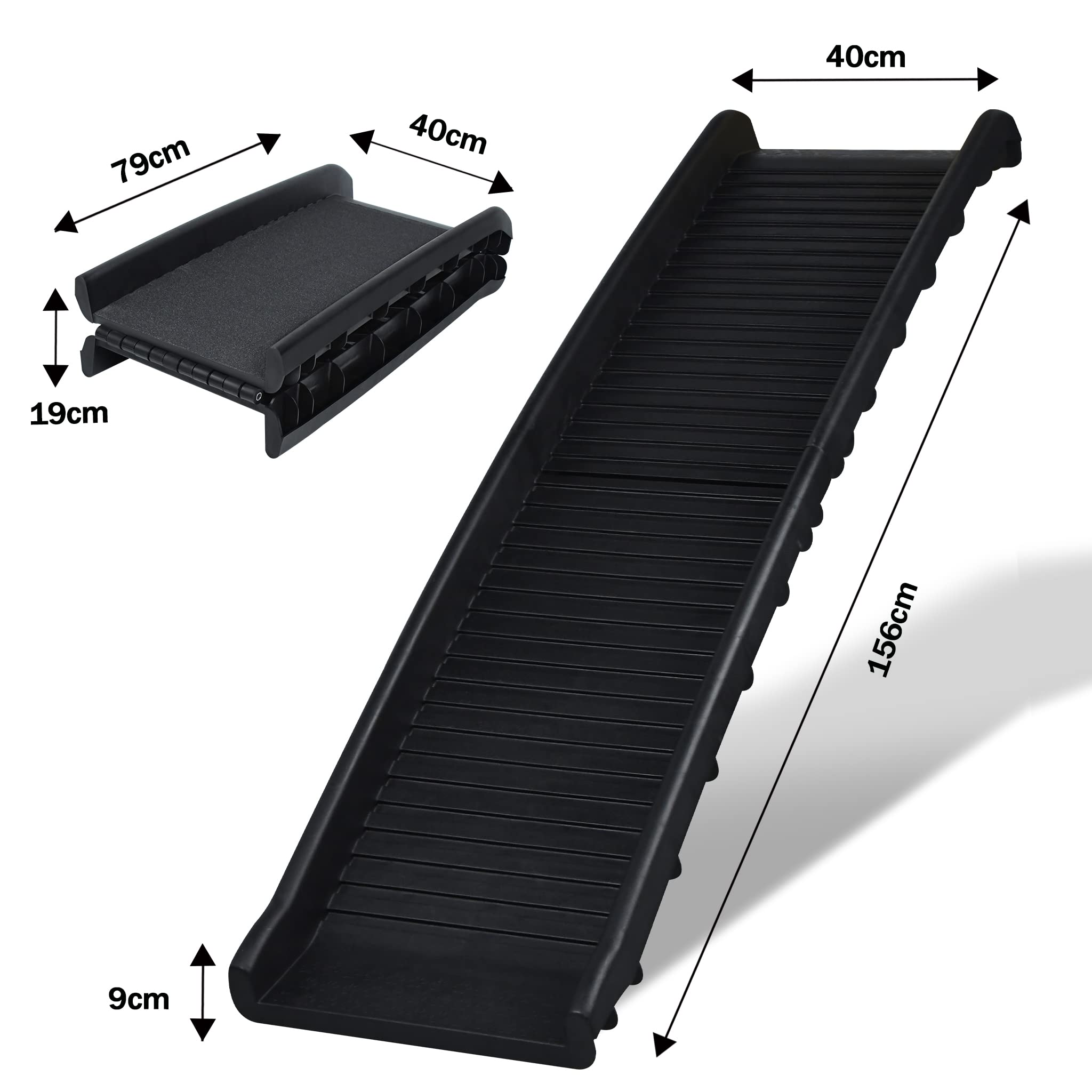 ACXIN Rampa per cani pieghevole, per auto, pieghevole, in plastica, antiscivolo, fino a 90 kg, 156 x 40 cm