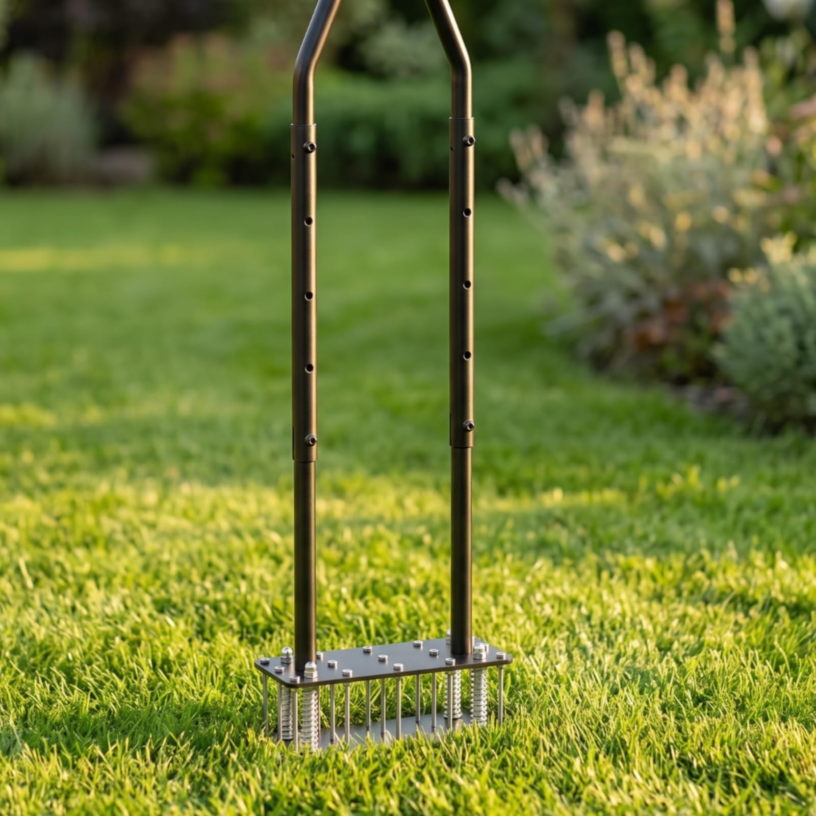Aérateur Pelouse Manuel Réglable Aérateur Gazon avec Ressort Ergonomique Scarificateur avec 4 Creuses pour Jardiniers, Jardin