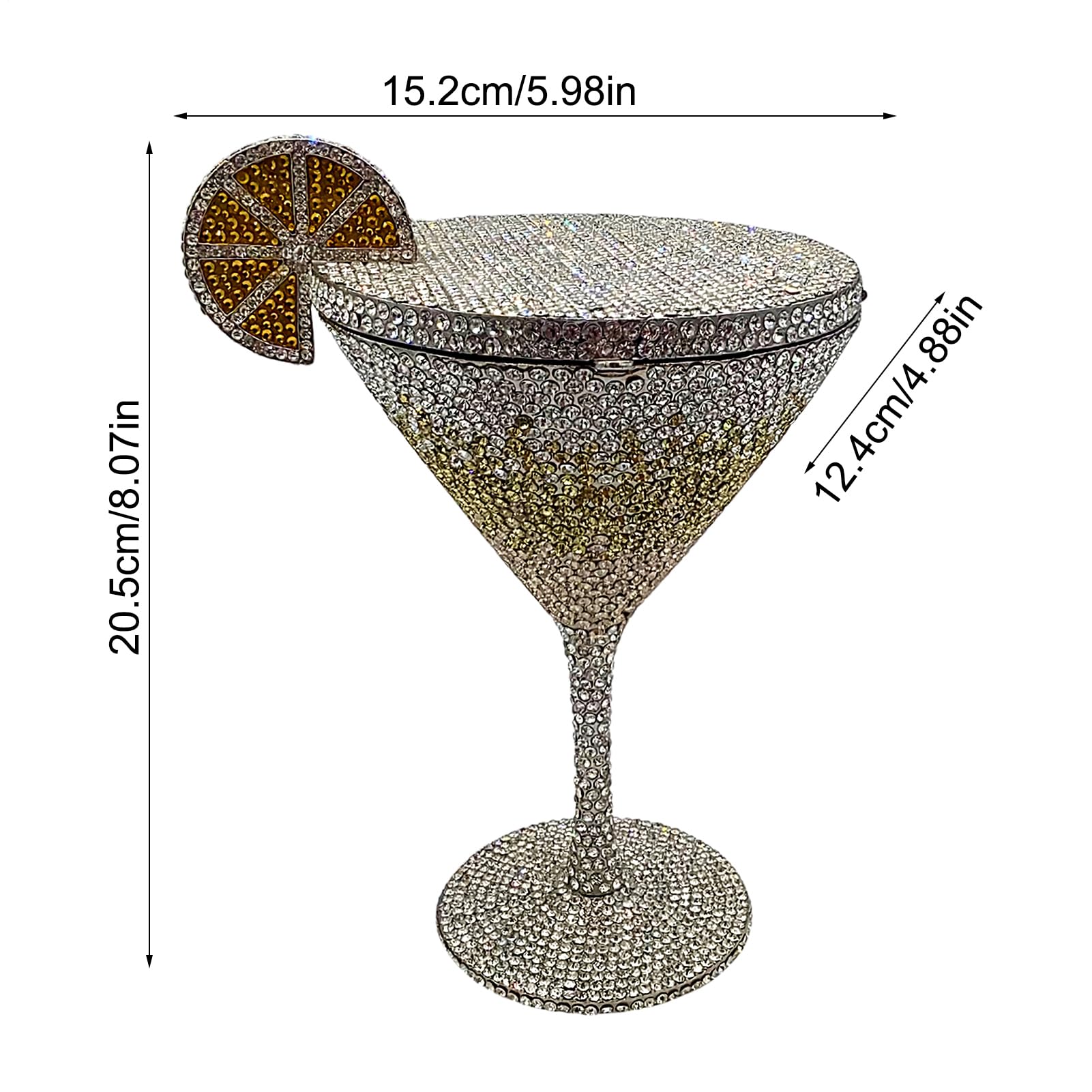 Bolso de embrague de pedrería - Botella de noche con forma de taza de cóctel de 15,2 cm, bolso brillante, novedad | Generoso accesorio Glam elegante para mujeres, fashionistas, estilist