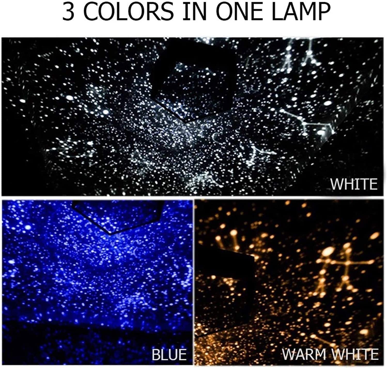 YOUOOK 3 Color Night Light for Kids Rotating Star Night Lights for Boy Girl Moon Sky Projection Lamp — view 6