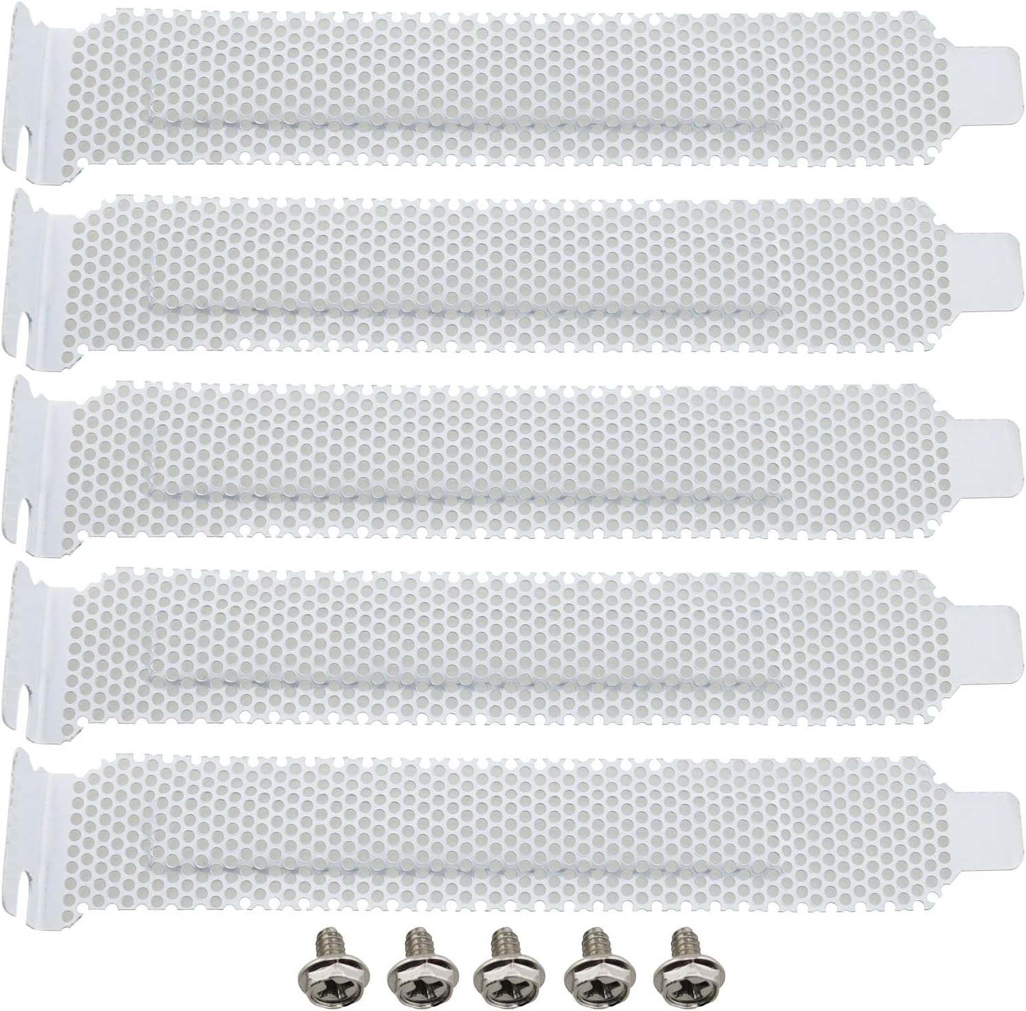 DGZZI 5PCS Computer Graphics Card PCI Dust Filter Slot Cover Hard Steel Blank Plate with Screws for Profile Computer Case Ventilation White