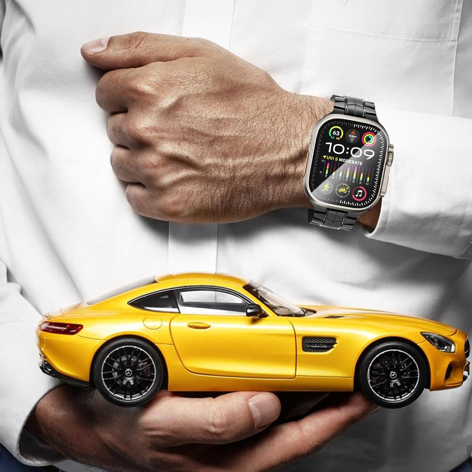 CHANCHY Titanium Band for Apple Watch Ultra 2, Durable Lightweight Titanium Metal Strap for Apple Watch Series 10-3 SE Ultra Men (Black Color) - Image 7