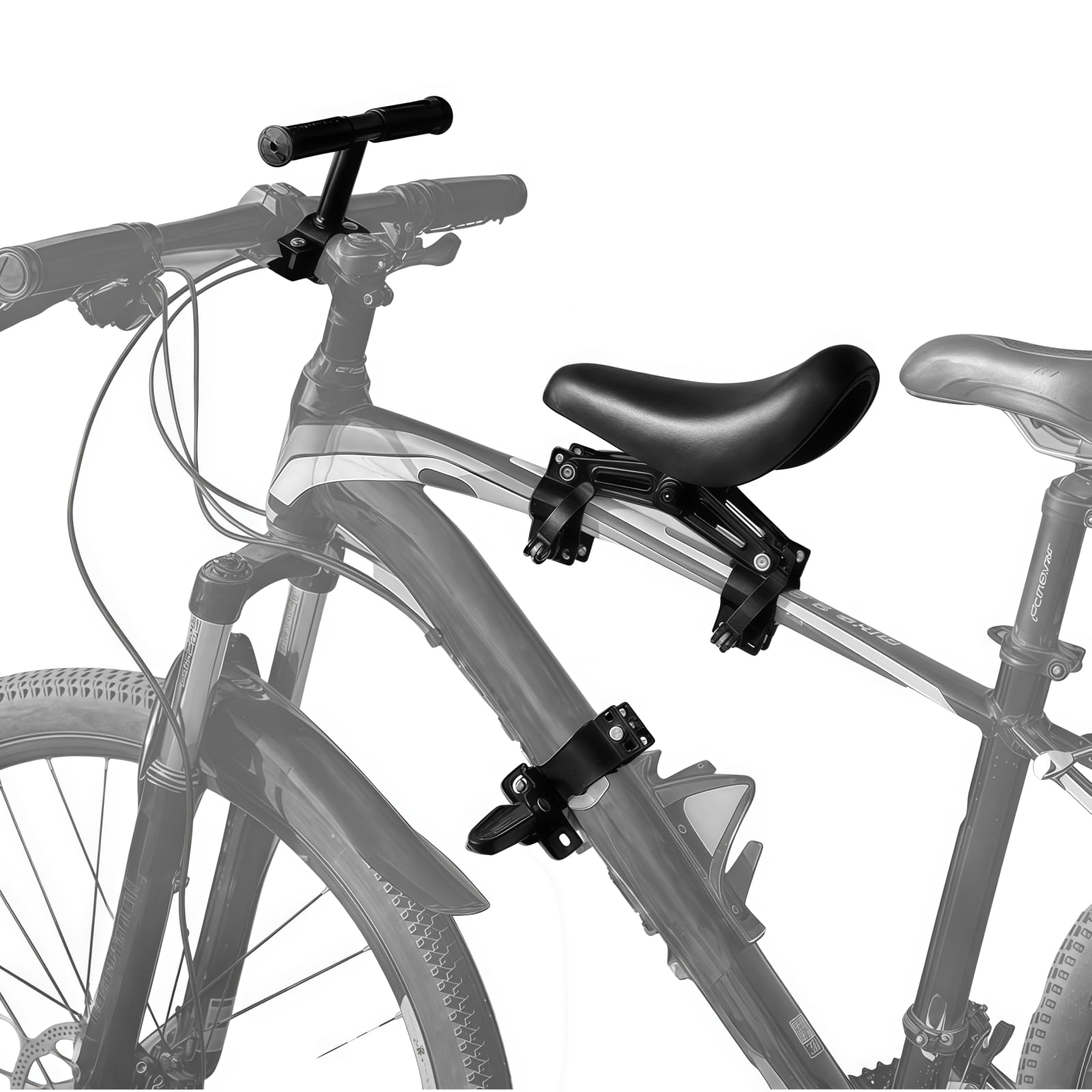 Silla infantil para bicicleta de montaña, asiento delantero con reposapiés, manillar y pedales para niños de 2 a 6 años, silla infantil delantera desmontable para la mayoría de las bicicletas modernas