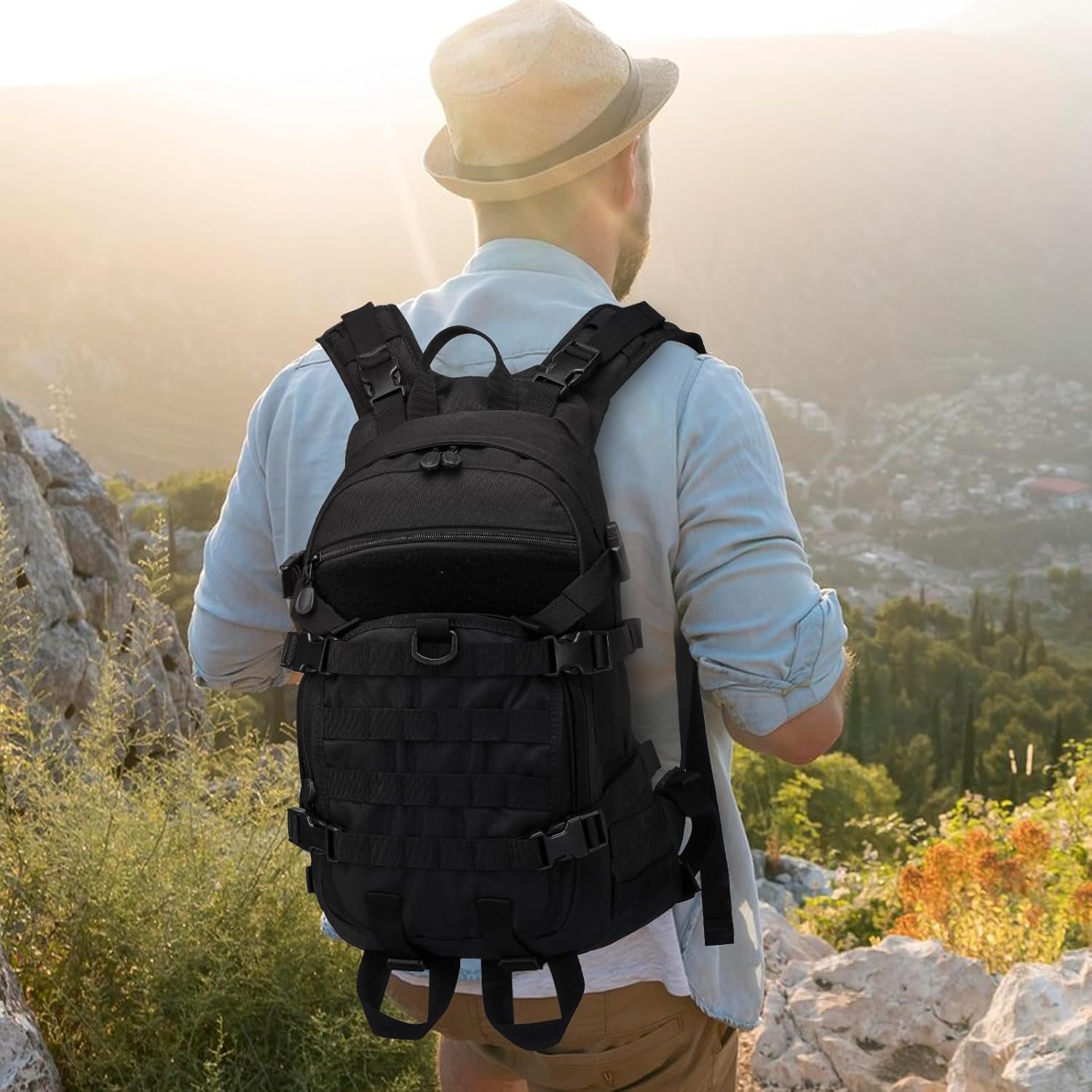 25L Small Tactical Backpack For Men, Military Waterproof Backpack With Multiple Pockets, 3-Day Bug Out Bag Molle Backpacks For Camping Hiking Military Traveling (Black) - Image 7