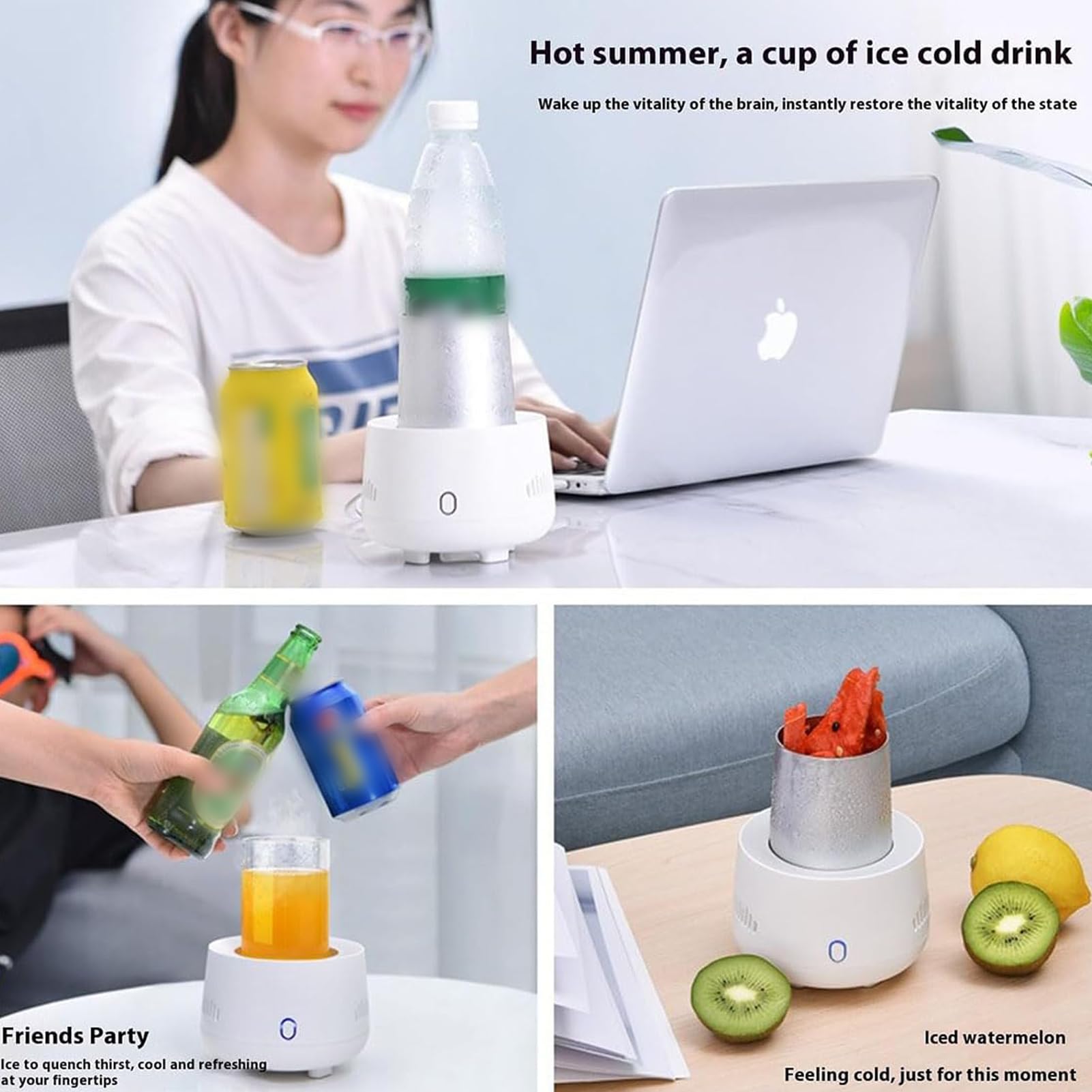 Tazza di Raffreddamento Istantaneo, Macchina Intelligente per Bevande Fredde con Cavo USB da 1 m, Mini Macchina per il Ghiaccio Tazza Refrigerante Elettrica Raffreddatore Intelligente per Birra