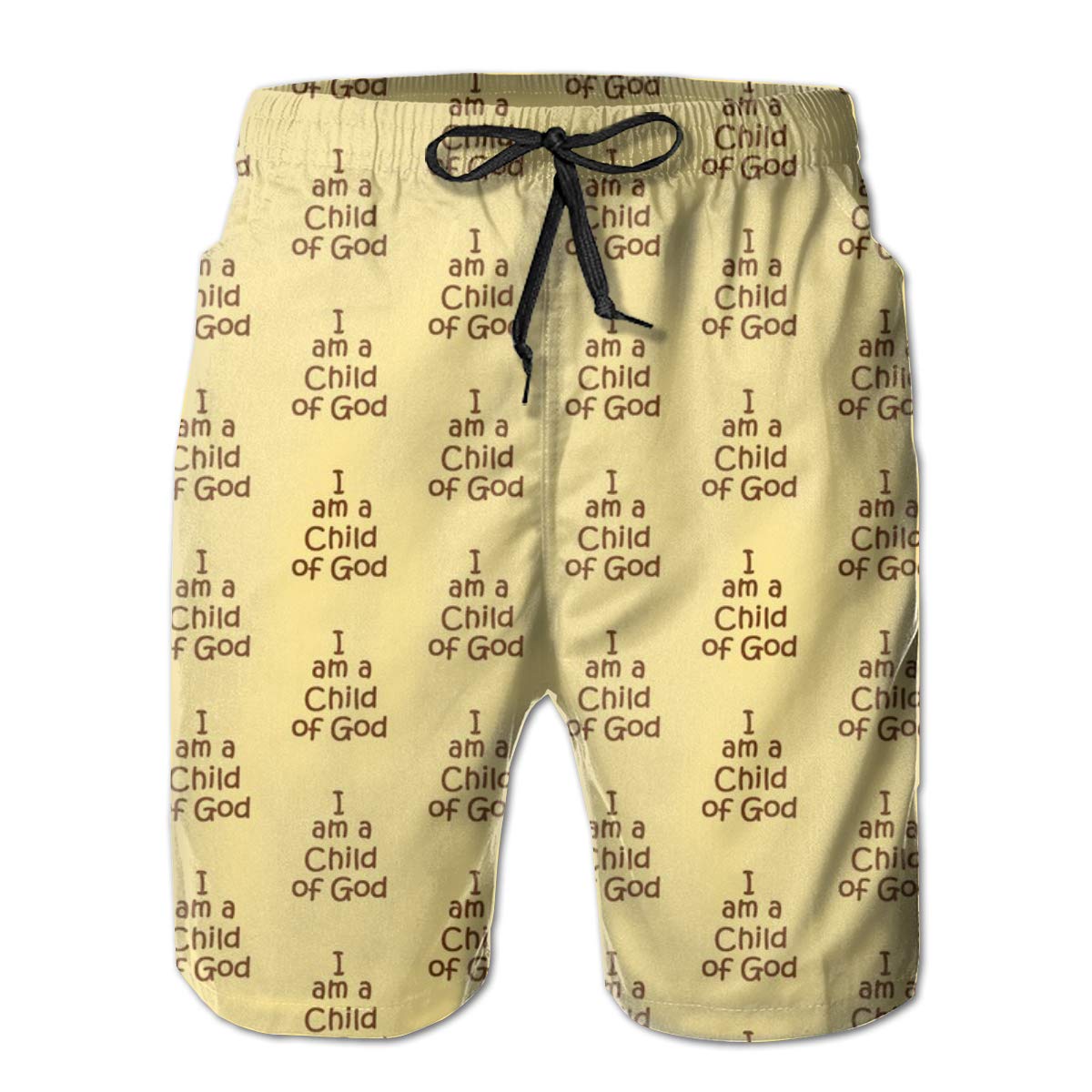 Huabuqi Child of God Brown_762 Men's Board Shorts Swim Trunks Surf Beach Holiday Party Swim Shorts Beach Pants