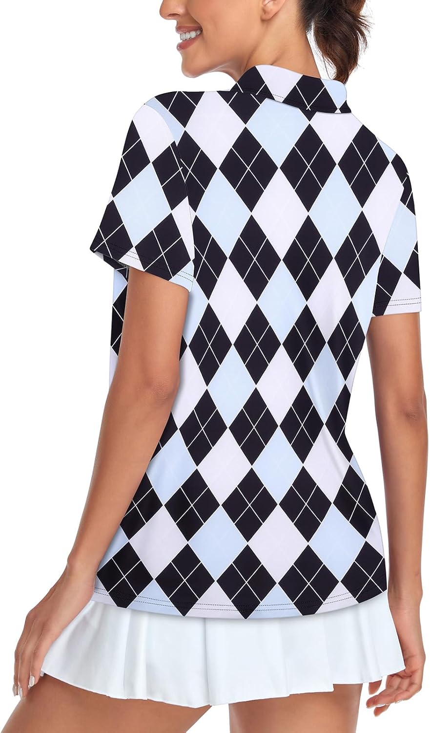 Tanst Sky Women's Golf Polo Shirts Short Sleeve Quarter Zip Pullover Moisture Wicking Workout Tops