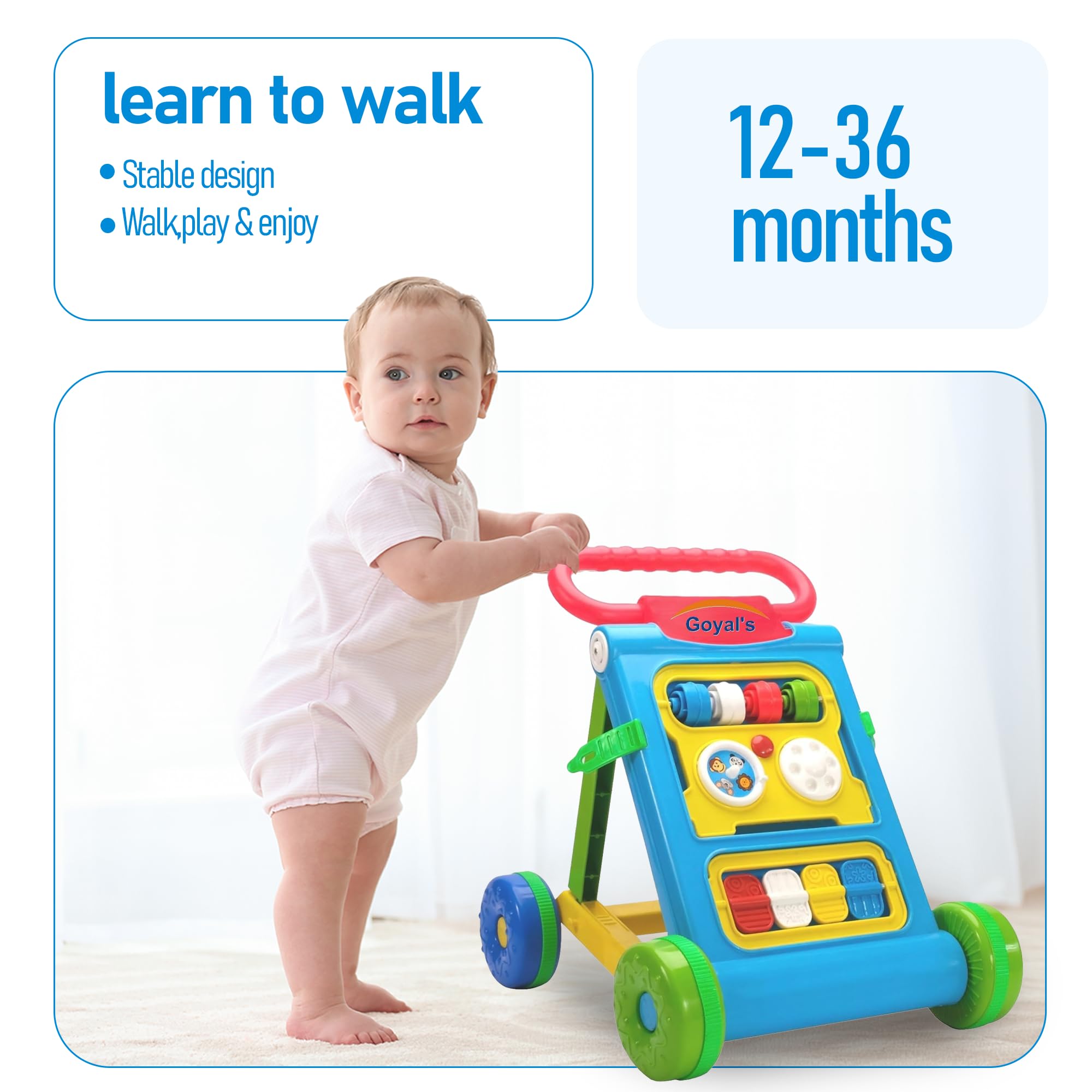 Goyal's Baby Activity Walker - Toddler Learning Toys for 6 Months -15 Months Old (Blue) - Image 2 thumbnail