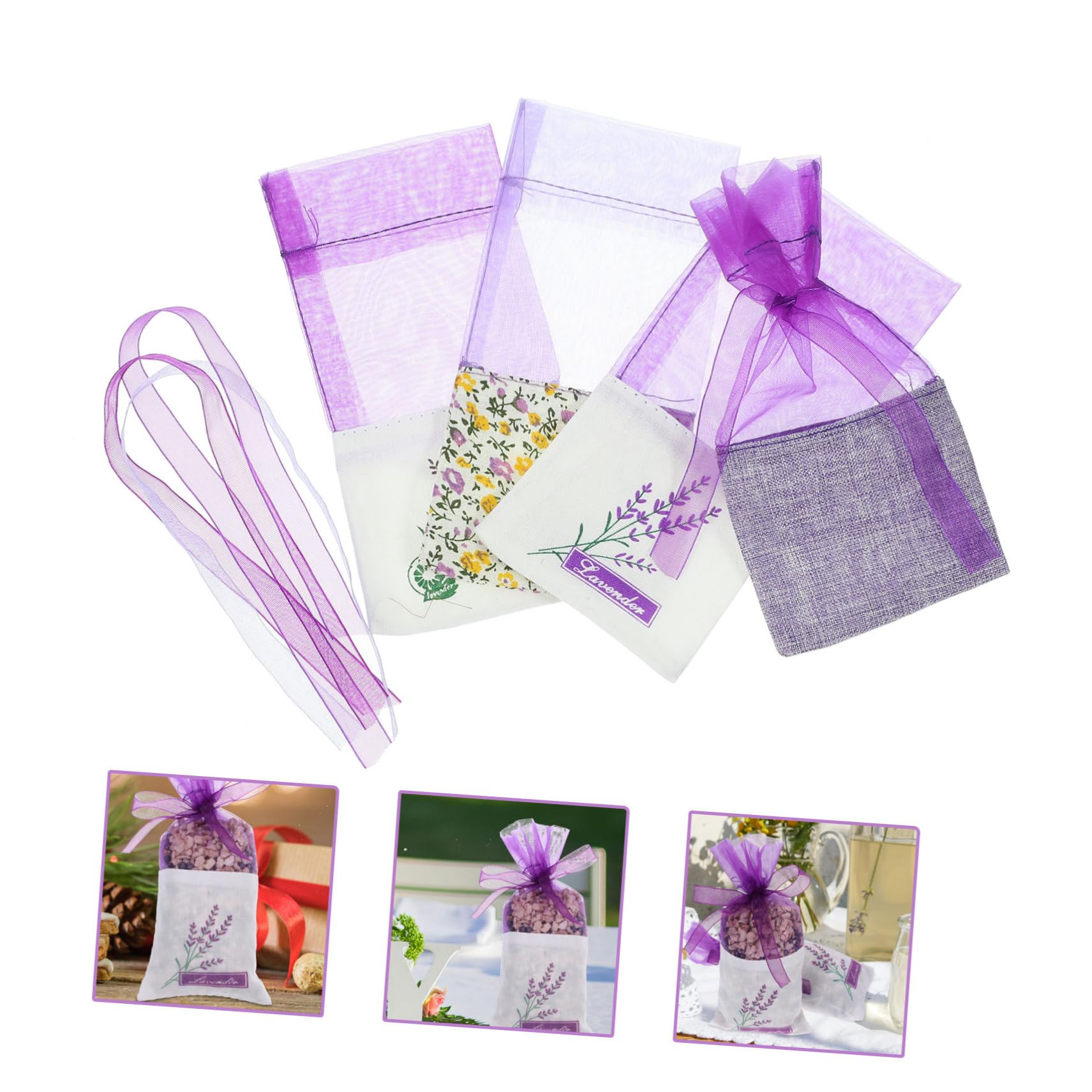 SOLUSTRE 72stücke Lavendelsäckchen Mit Floralen Mustern Leere Duftbeutel Organza Für Aromatherapie Hochzeiten Und Aufbewahrung Dunkelviolett Hellviolett Blumenmuster