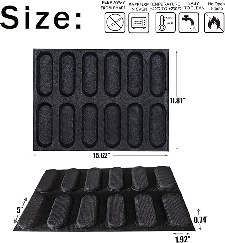 Miniatura 9 de Dioycli Molde de silicona para bollos de hamburguesas, moldes de malla antiadherente para panecillos de tamaño medio molde de pan, moldes de