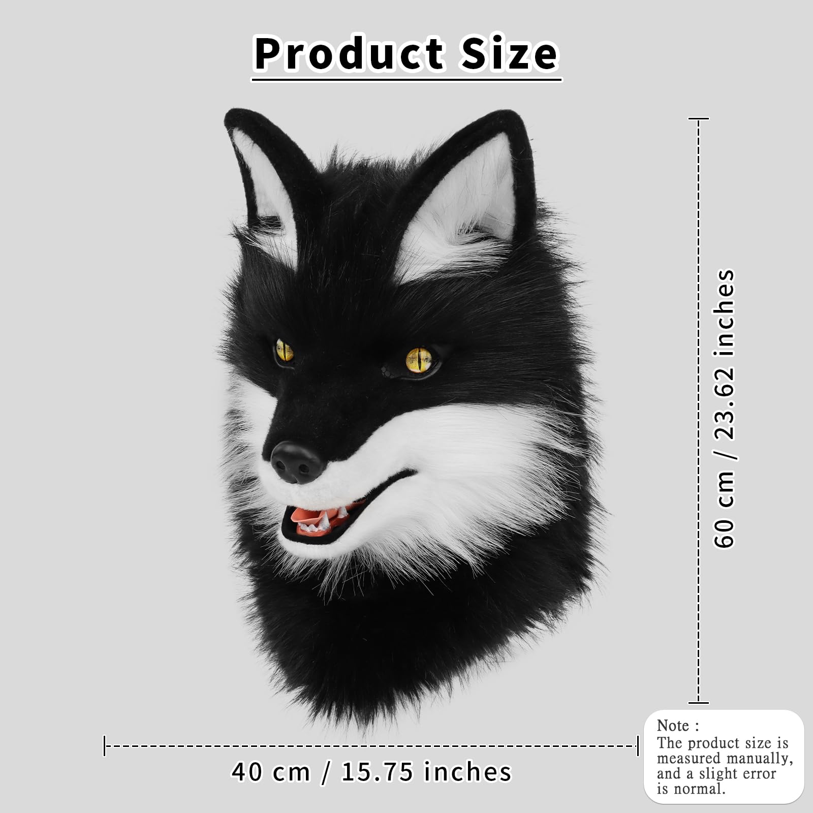 PPFINE Animal Faux Fur Wolf Dog Furry Full Head Mask Cosplay Costume Accessories for Halloween Party, Blackwhite - Image 3