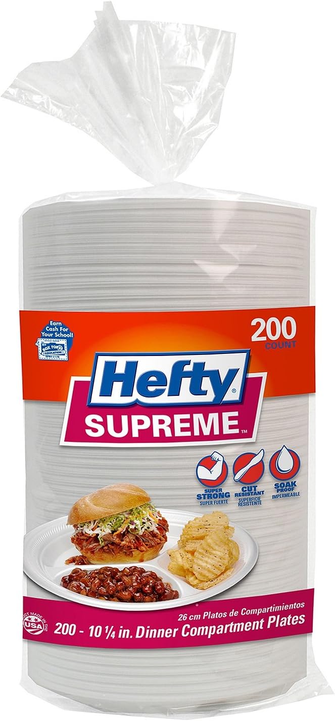 Hefty Supreme 3-Section Foam Plate (200 ct.) (3 Pack)