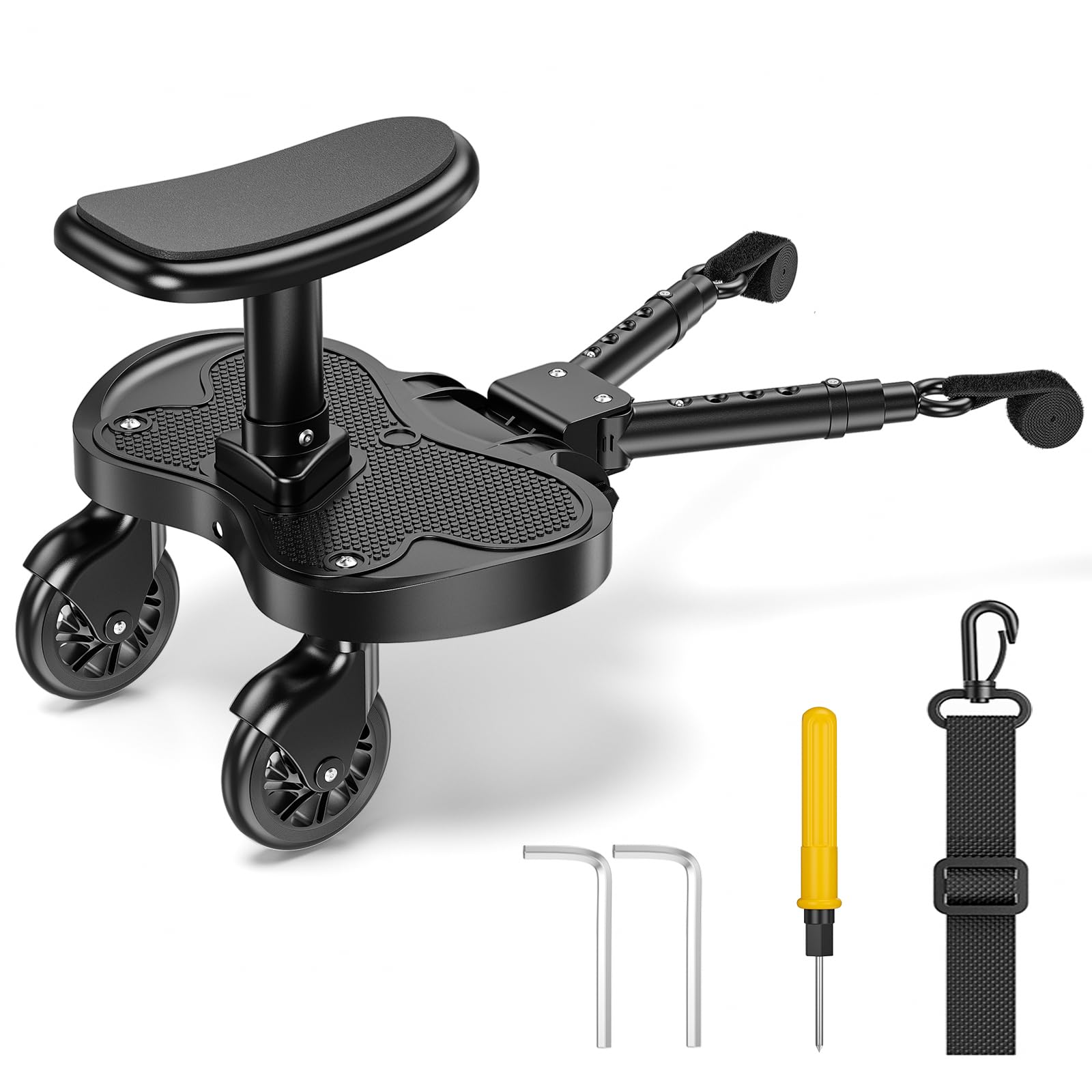 Patin Carro Bebe Universal con Asiento,Buggy Board portátil para niños,Diseño estable de dos ruedas,con correa de suspensión, Accesorio para cochecito para niños de 2 a 6 años (25 kg)