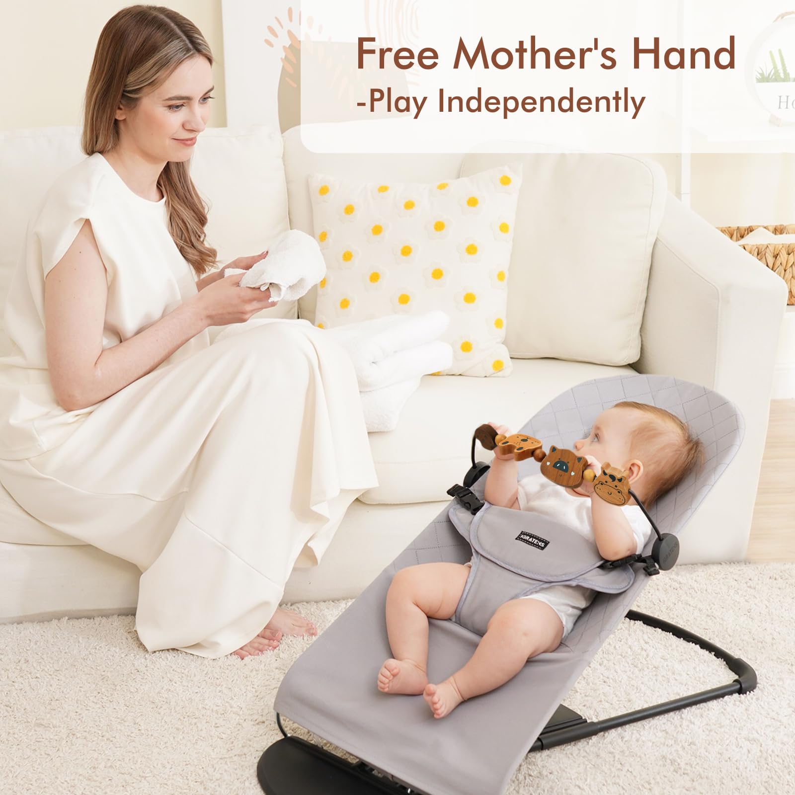 iGRATENS Baby Bouncer Toy Bar, Toy Bar for Baby Bouncer Soft & Bliss, Easy to Attach and Remove - Image 4