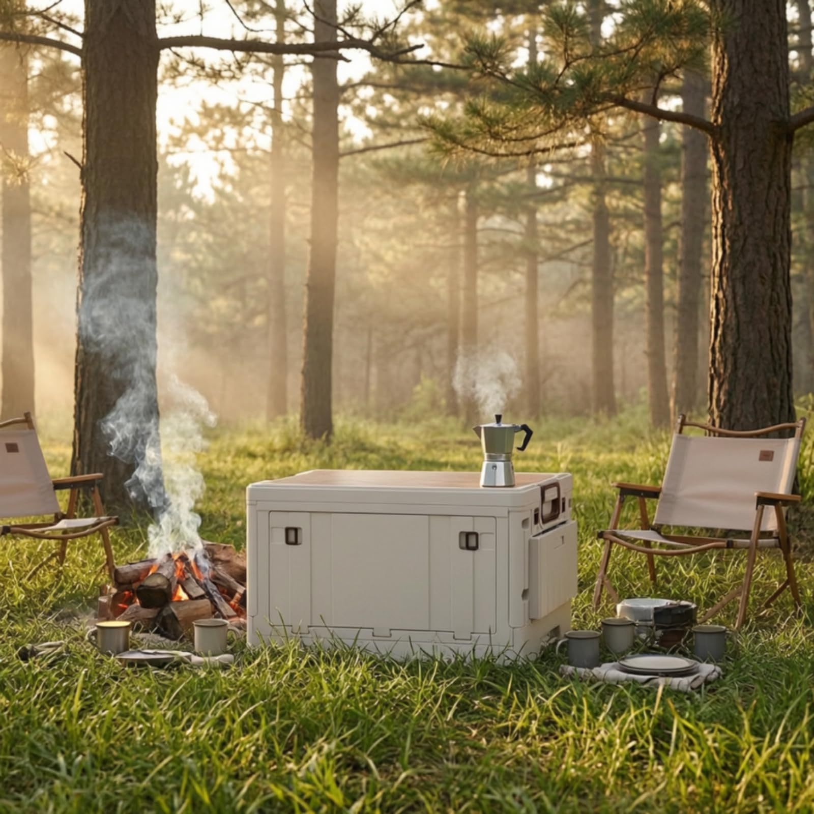 Faltbox mit Tischplatte faltbar Faltbox mit Tischobfläche platzsparend Campingtisch Stauraum für Camping, Picknick