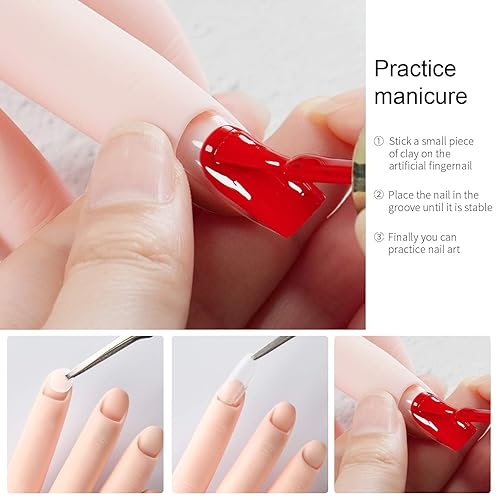 Miniatura 6 de AORAEM Manos de entrenamiento de uñas flexible suave práctica de plástico maniquí de mano puntas de arte entrenador de manicura práctica herramienta