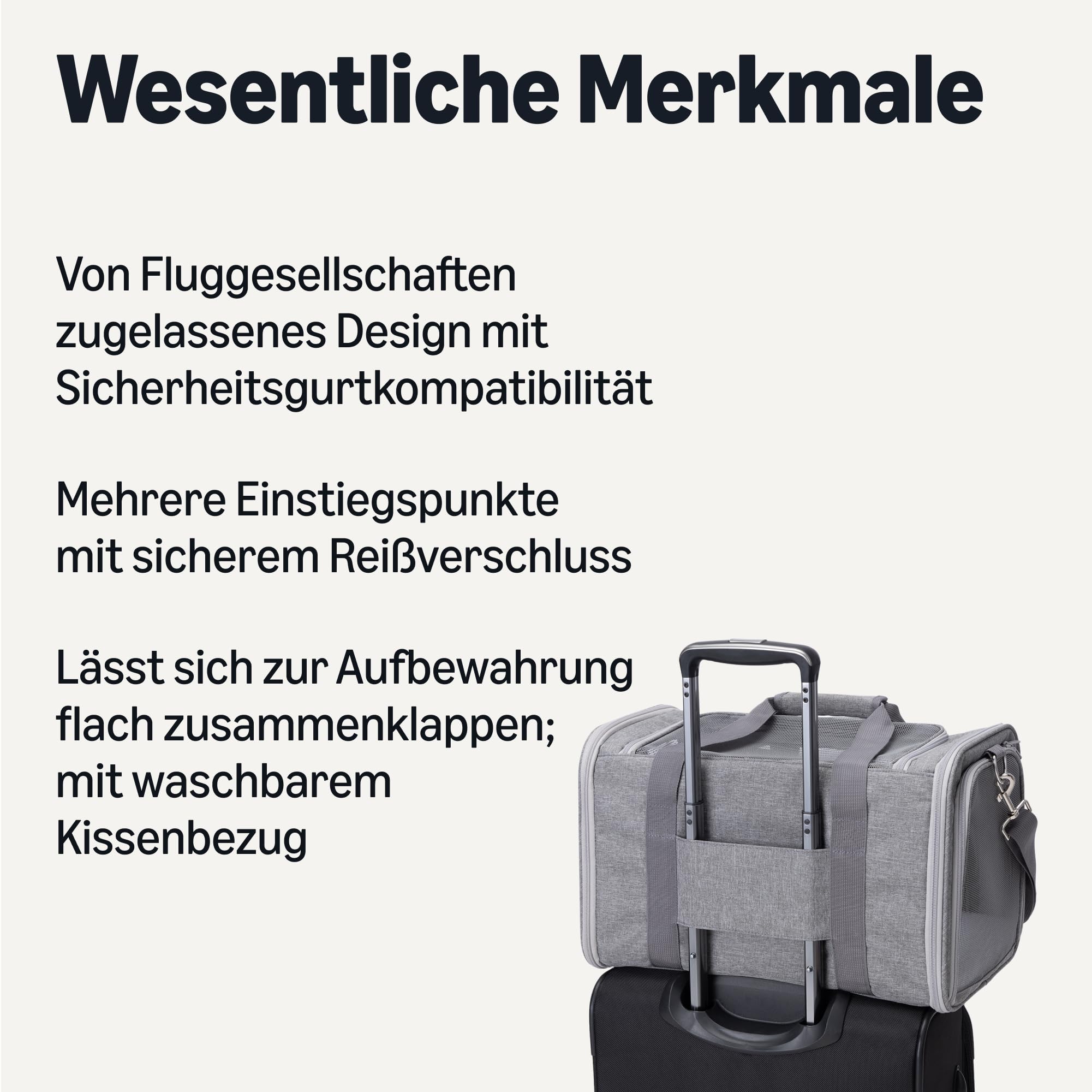 Amazon Basics Weiche Tragetasche für Katzen & Hunde, Verstellbarer Schultergurt, für Flugverkehr Zugelassen, Faltbares Tragbares Design, Netzbelüftung, 43,2cm x 27,9cm x 27,9cm, Grau