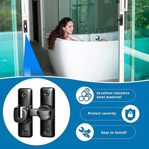 Miniatura 5 de Paquete de 2 cerraduras de puerta de granero de 90180 grados, pequeños cierres de puerta abatible, cerradura de pestillo giratorio, cerraduras de