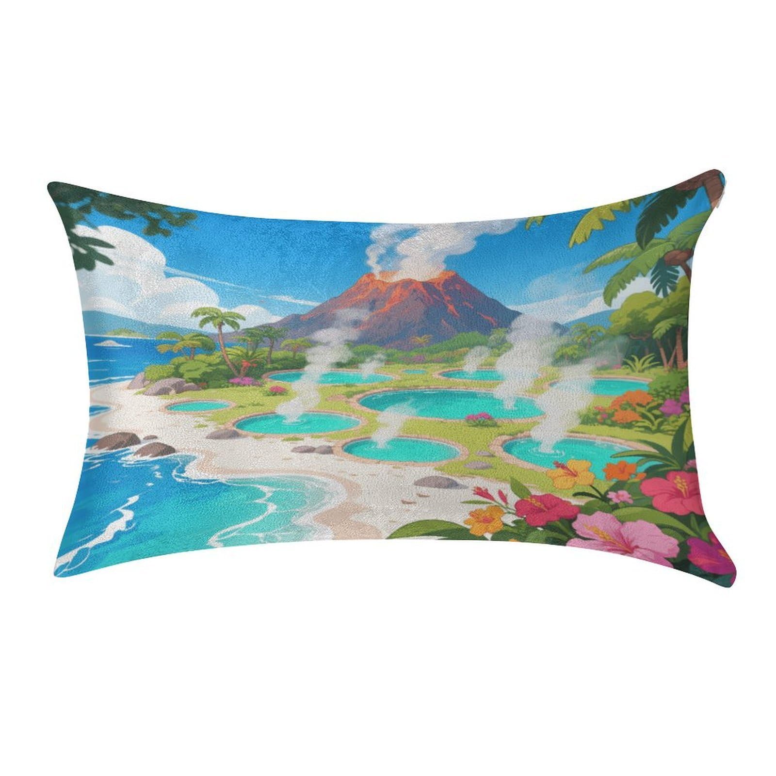 Fekiloot Style Hot Spring Volcanic Island Pillow Covers Home Decor Pillow Cases