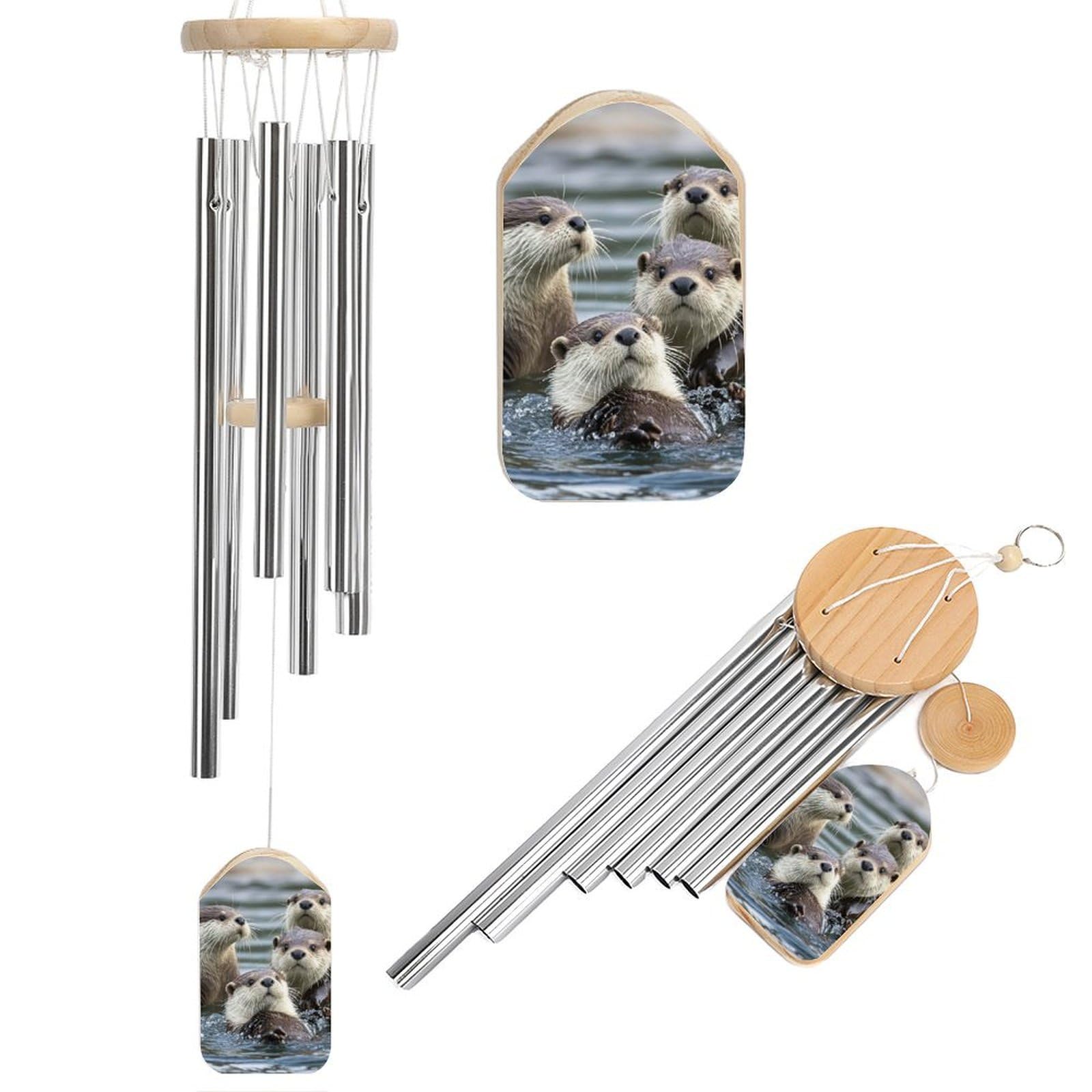 Carillon à vent commémoratif loutre 52cm cadeau condoléances deuil