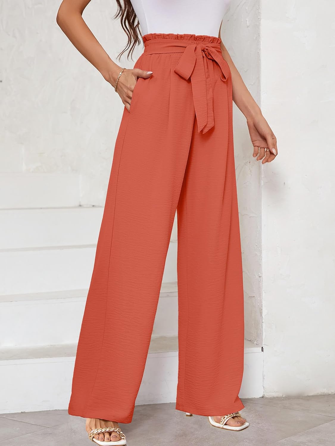 KORSIS Women's Wide Leg Lounge Pants Lightweight High Waisted Loose Work Elastic Casual Outfits Trousers with Pockets (S-2XL) - Image 6