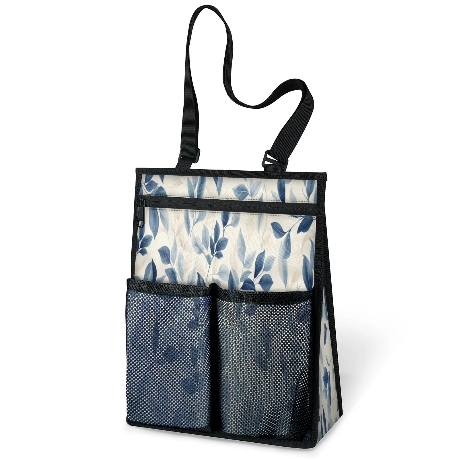 Ourtheme Leaves Pattern Portable Shower Bag for Travel Gym Camp Beach Tote Shower Caddy Bags Hanging Toiletry Organizer