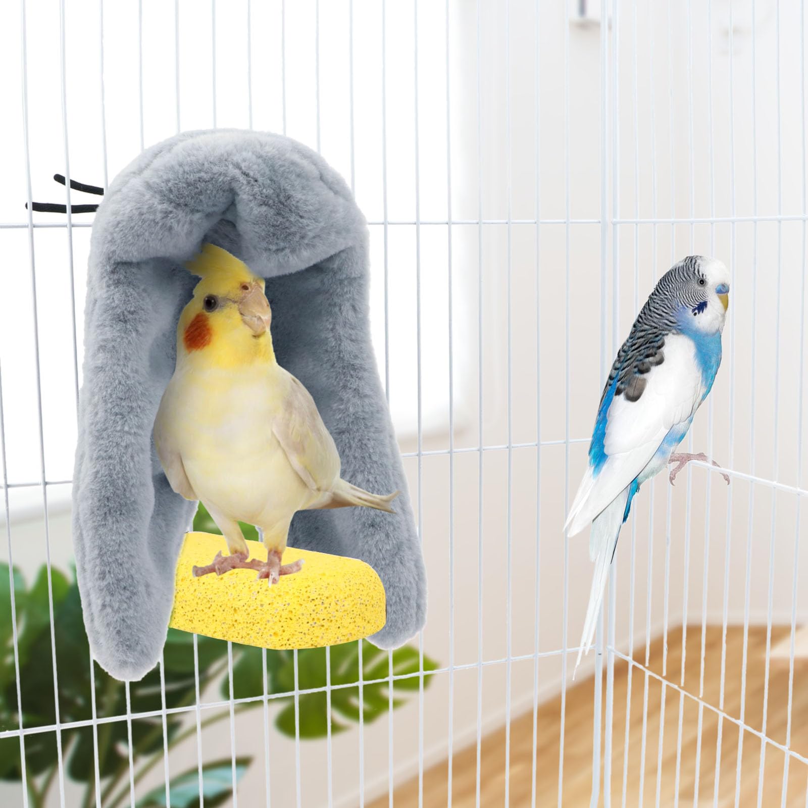 Manta acogedora para pájaros, jaula de loro, cabaña para acurrucarse, nido de pájaros, casa y cama, hamaca colgante para periquito, cacatela, Conure, gris africano (mediano, gris)
