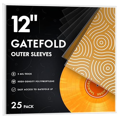 Gatefold Record Sleeves for 12-Inch Vinyl Albums: Clear Plastic Outer Sleeves with 3 Mil Thickness for LPs Protection, 25pcs - 25 pcs