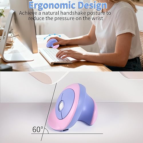 Miniatura 3 de Ratón inalámbrico ergonómico vertical con Bluetooth y receptor USB de 2.4 GHz, 3 botones, recargable, silencioso, portátil, óptico, inalámbrico,