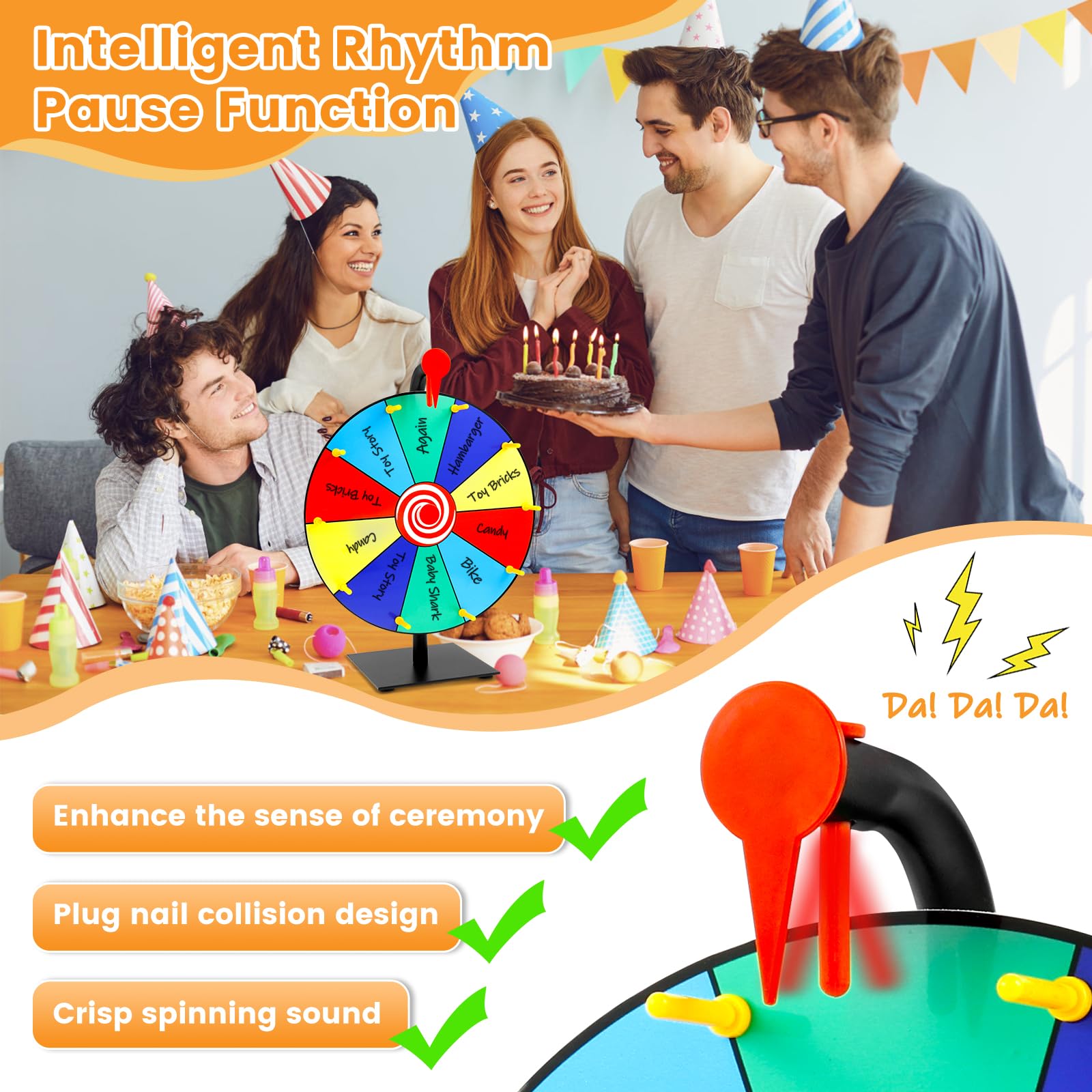 Glücksrad 30cm,Preisrad mit Trocken Abwischbarem Stift und Markern,Prize Wheel zum Selbstgestalten,Roulette-Rad für Messeparty Karneva(10 Gitter)