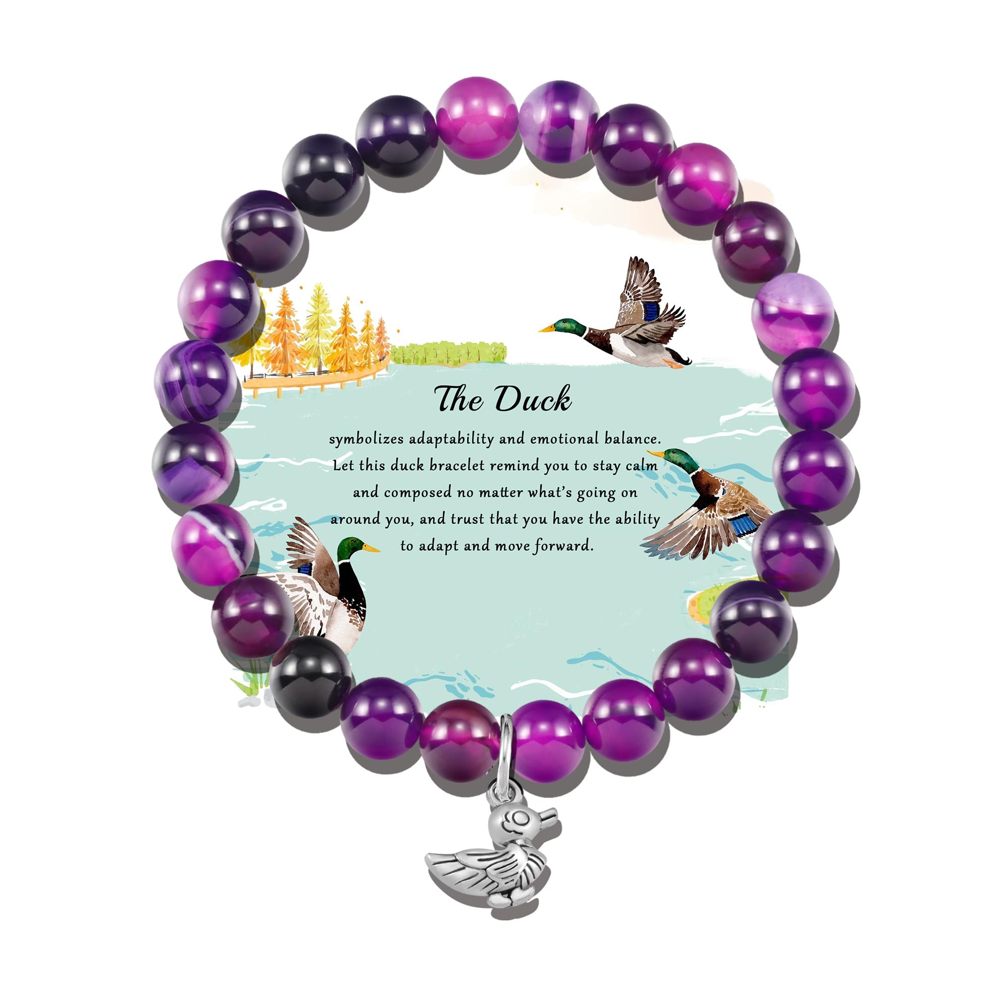 PARTNER Duck Gifts for Women and Men Duck Bracelets for Women and Men Natural Gemstone Beaded Bracelets for Duck Lovers