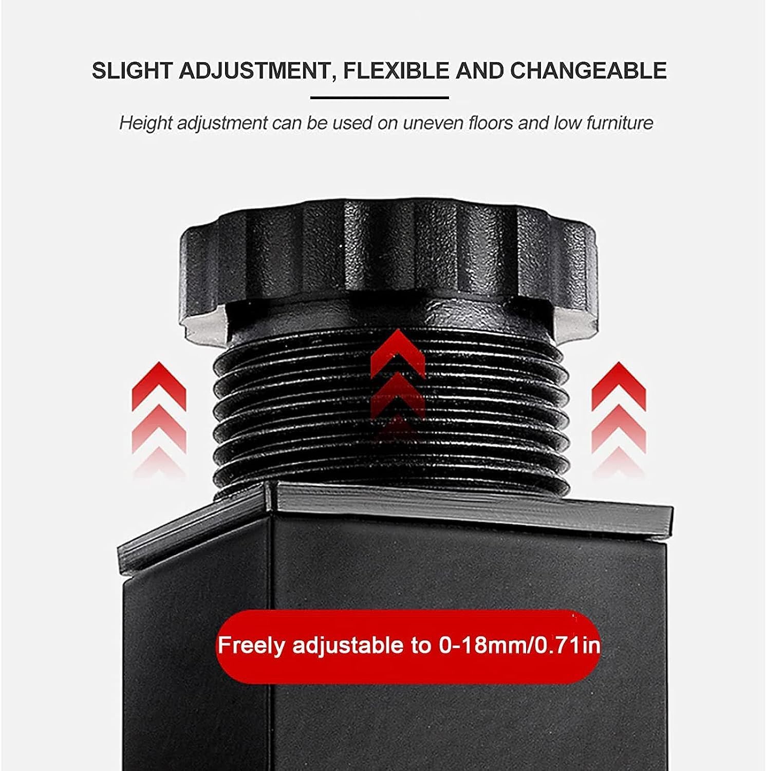 金属製家具脚、アルミニウム合金サポート脚、四角い厚みのある家具脚、ネジ付き、ソファチェア用4本 (Color : Black, Si