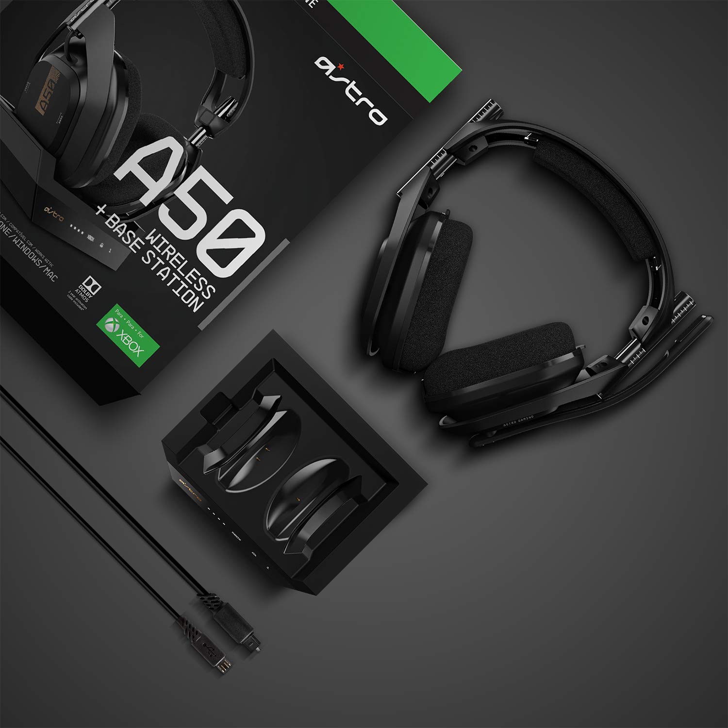 ASTRO Gaming A50 Casque sans fil Connexion+ Station de Charge Gamer, 4ème Génération, Dolby, Équilibre entre son des Jeux et Voix, 2,4 GHz, pour Xbox Series X|S, Xbox One, PC - Noir/Or