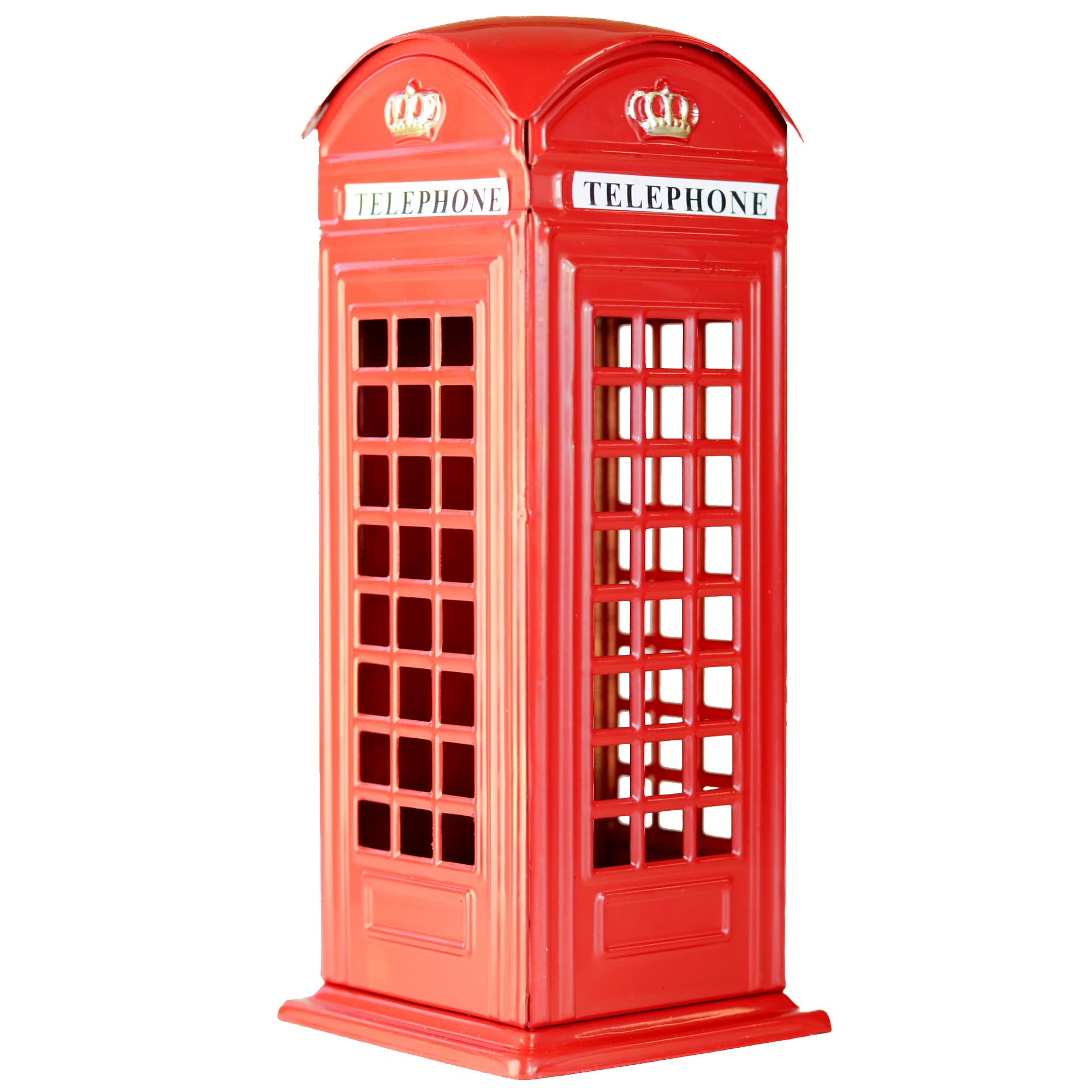 SAJAK London Red Telephone Box Money Box – British Phone Booth Piggy Bank Coin Jar – Metal Red Phone Kiosk Cash Safe – Unique London Souvenir Keepsake & Home Decoration Gift