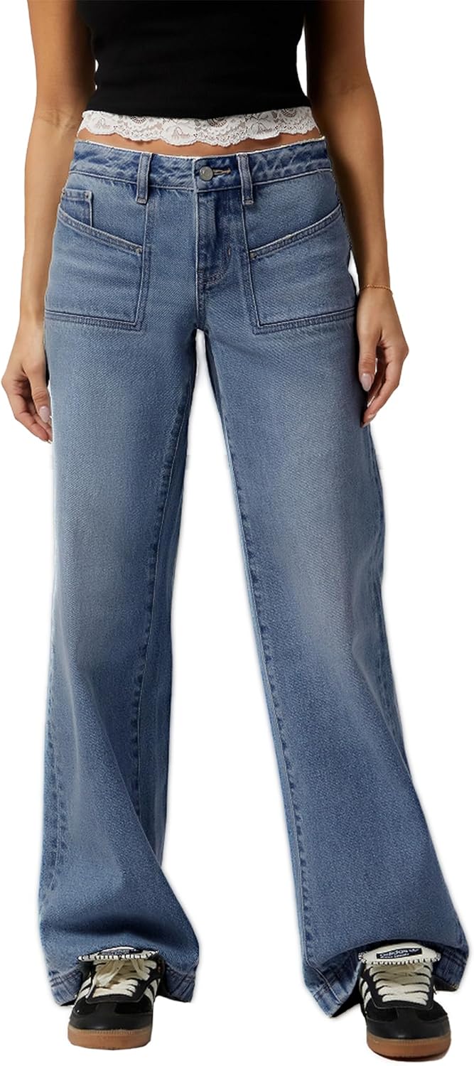 EMMIOL Baggy Jeans for Women, Wide Leg Jeans Plus Size Boyfriends Denim Pants, Y2K Vintage Style