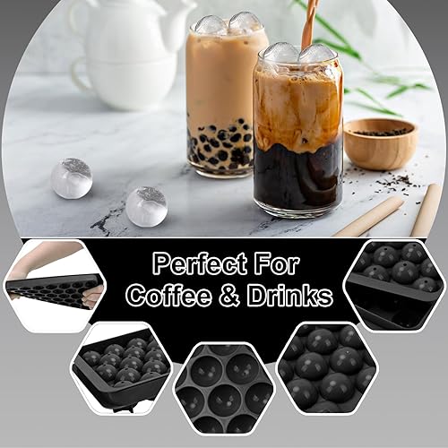 Miniatura 2 de Molde redondo para cubitos de hielo, 33 cubos de hielo para cócteles de 1 pulgada, bandeja circular para cubitos de hielo con tapa, molde para hacer
