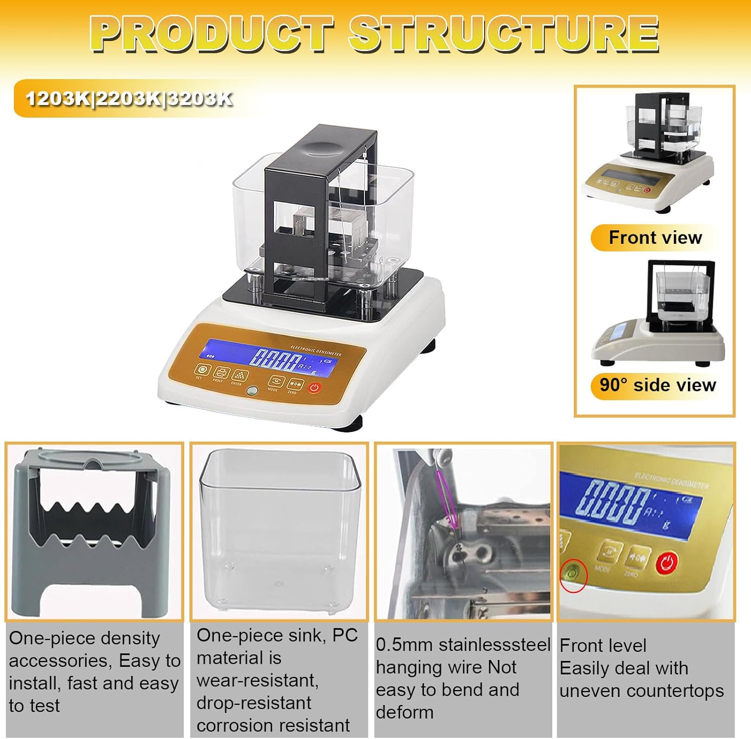 Gold Tester | Precious Metal Authenticity Detector,Purity Density Meter, Gold,Platinum Tester,Accuracy 0.01g/0.001gcm3,Suitable for Jewelry Industry XF-2203K