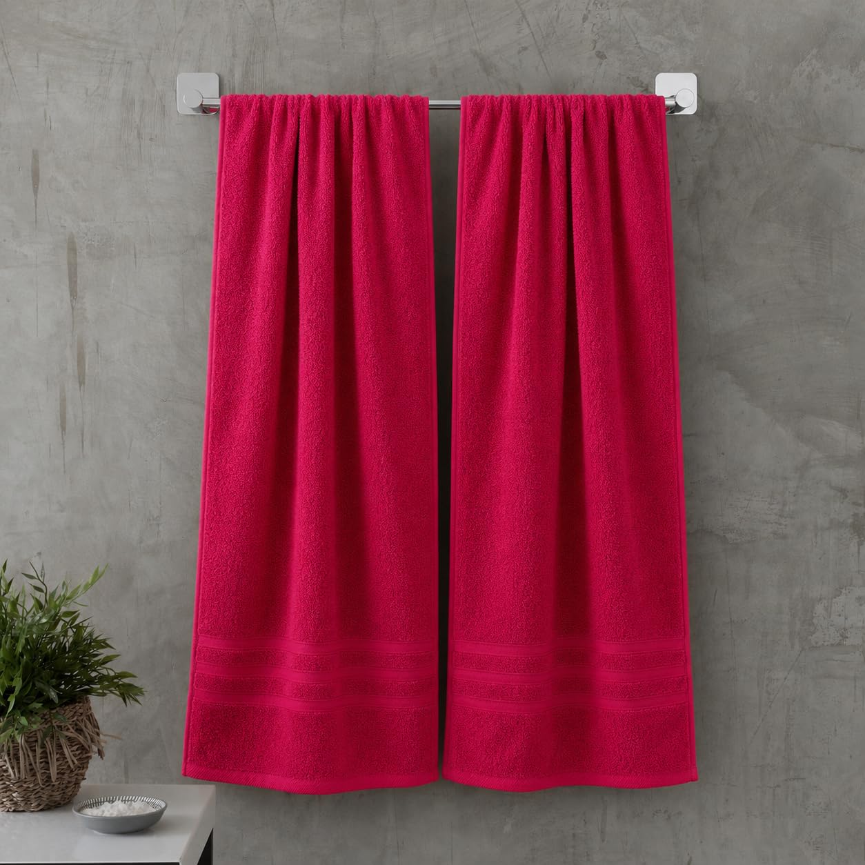 Catherine Lansfield Zero Twist Cotton 90x140cm Bath Sheet Pair Hot Pink โ image 1
