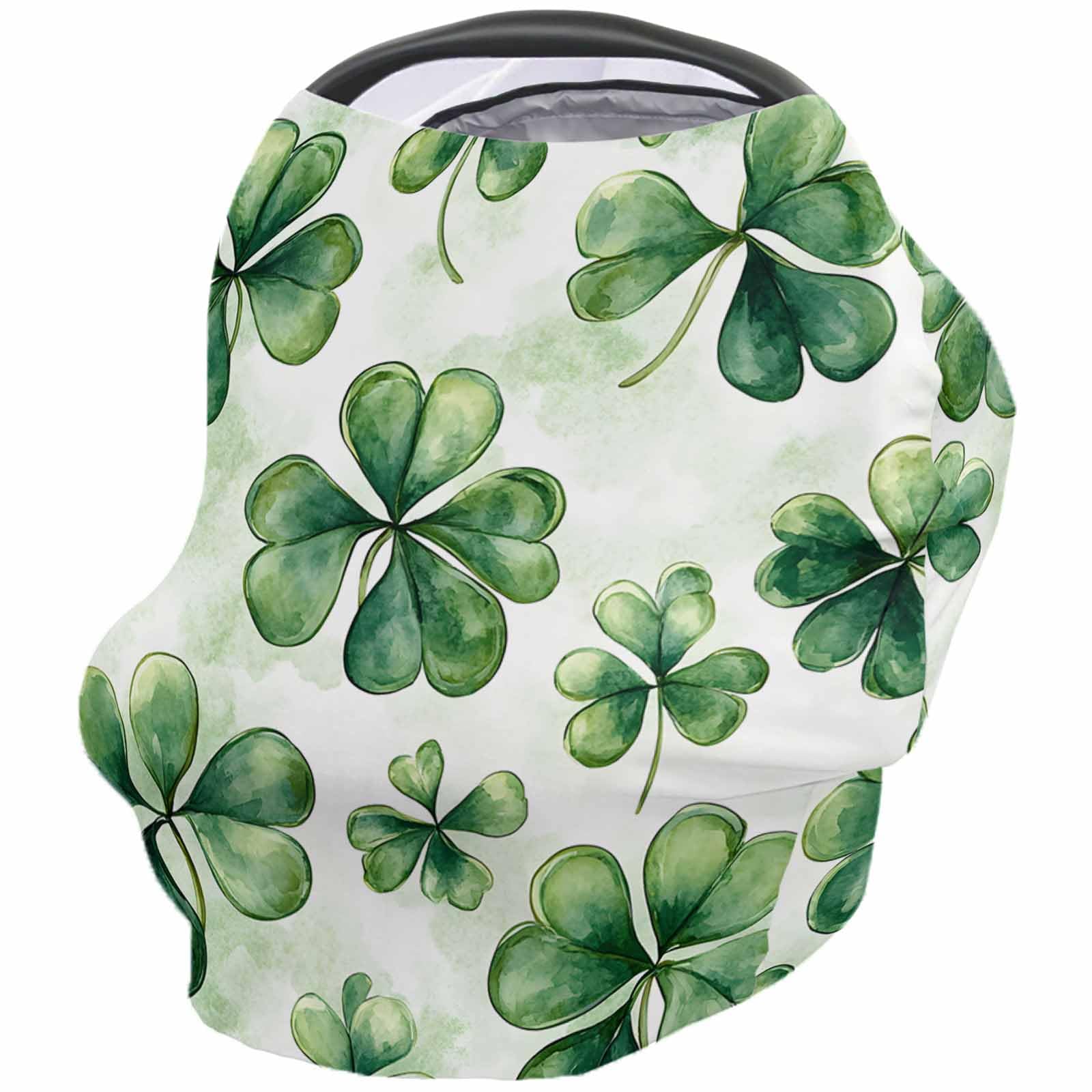 Nursing Cover for Breastfeeding Scarf, St Patrick's Day Shamrock Plant Baby Car Covers Super Soft Multi Use for Canopy Shopping Cart Cover Blanket Stroller Cover