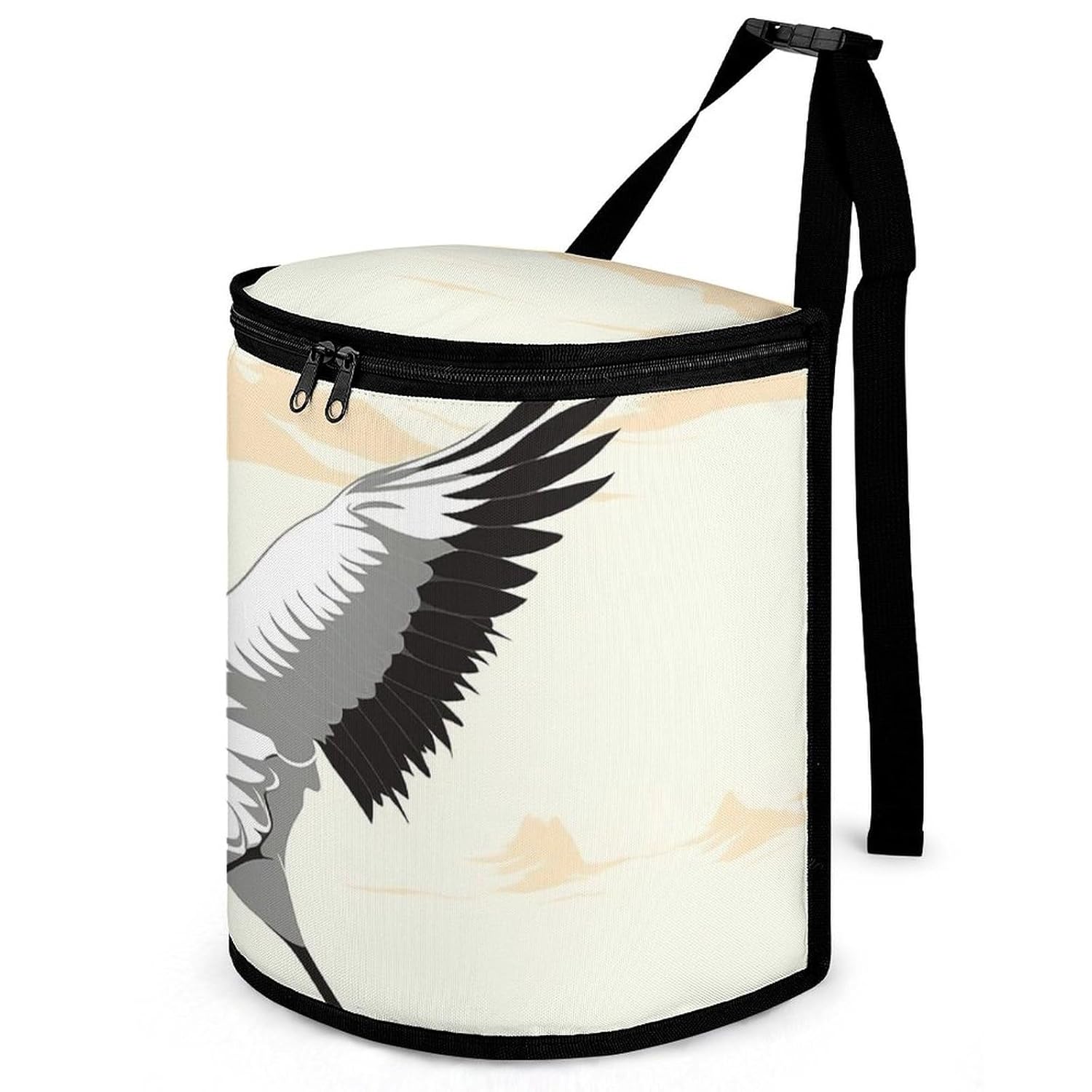 Hanging Car Trash Bag Japanese Crane Printed Car Garbage Storage Bag Leakproof Car Trash Can Portable Garbage Storage Bags