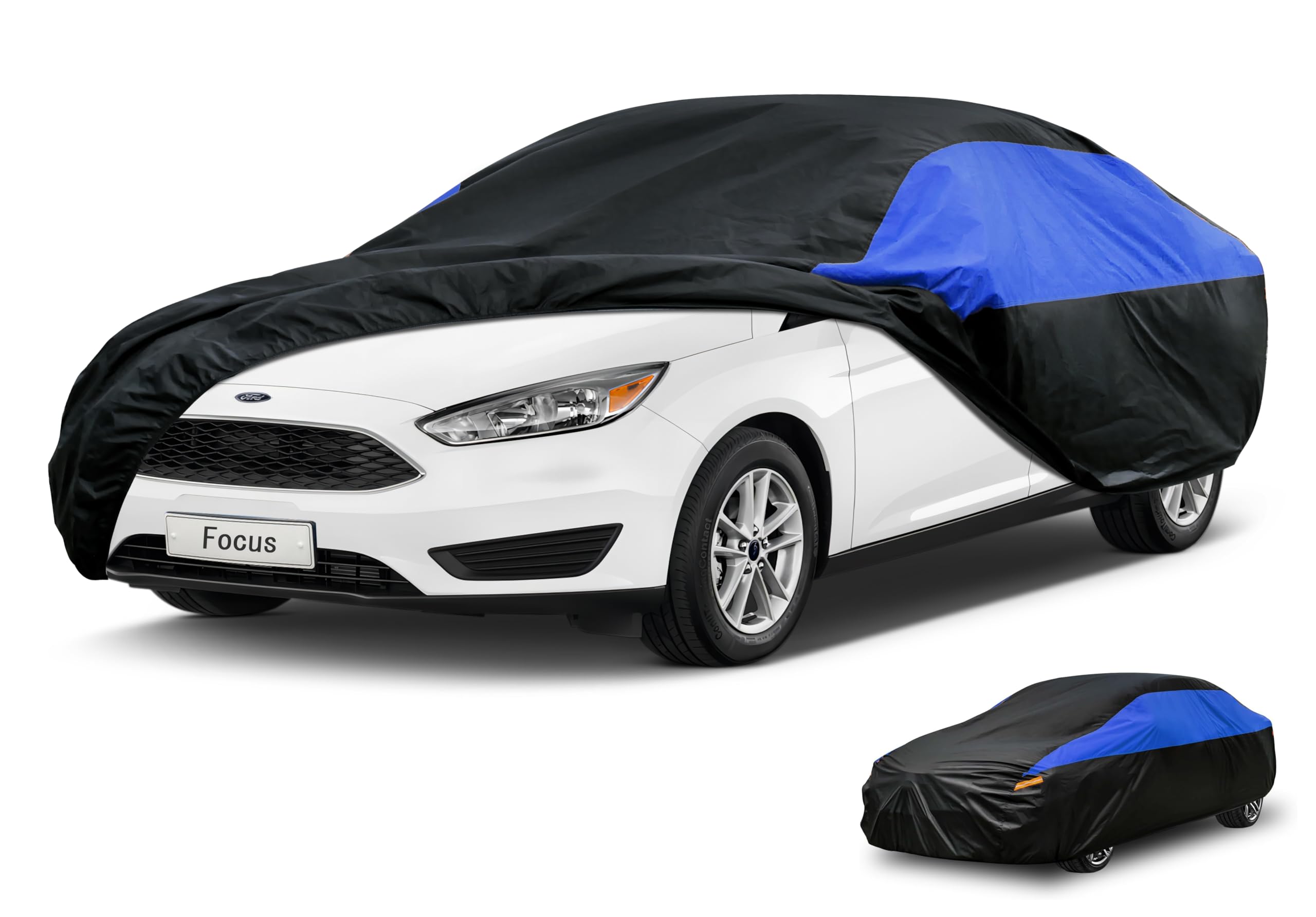 GUNHYI Ford Car Cover Custom Fit Ford Focus Waterproof All Weather, Lightweight Full Exterior Cover for Automobiles Outdoor Sun UV Rain Dust Snow Wind Protection.