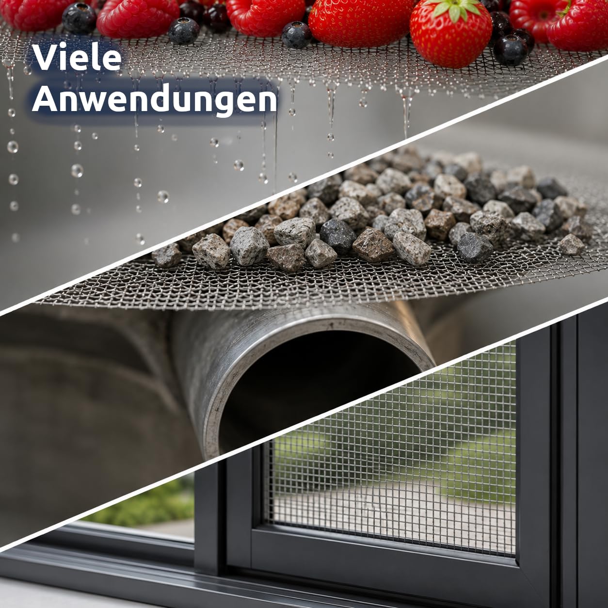 Drahtgewebe Edelstahl, Maschenweite 8 mm, Drahtstärke 1 mm, Siebgewebe, Filtergewebe, V2A 1.4301 Mesh 2,8 Größe 250 x 1000 mm